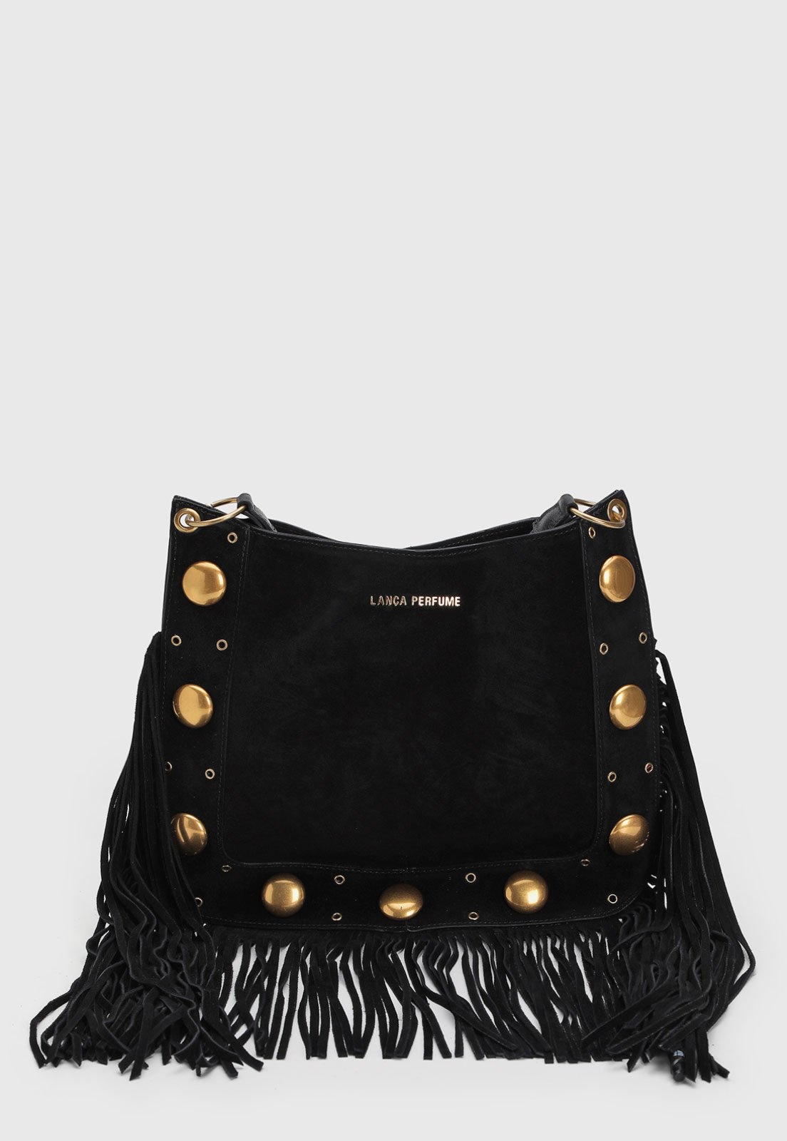 Vista 2 Bolsa Feminina Lança Perfume Franjas Preta preto preto