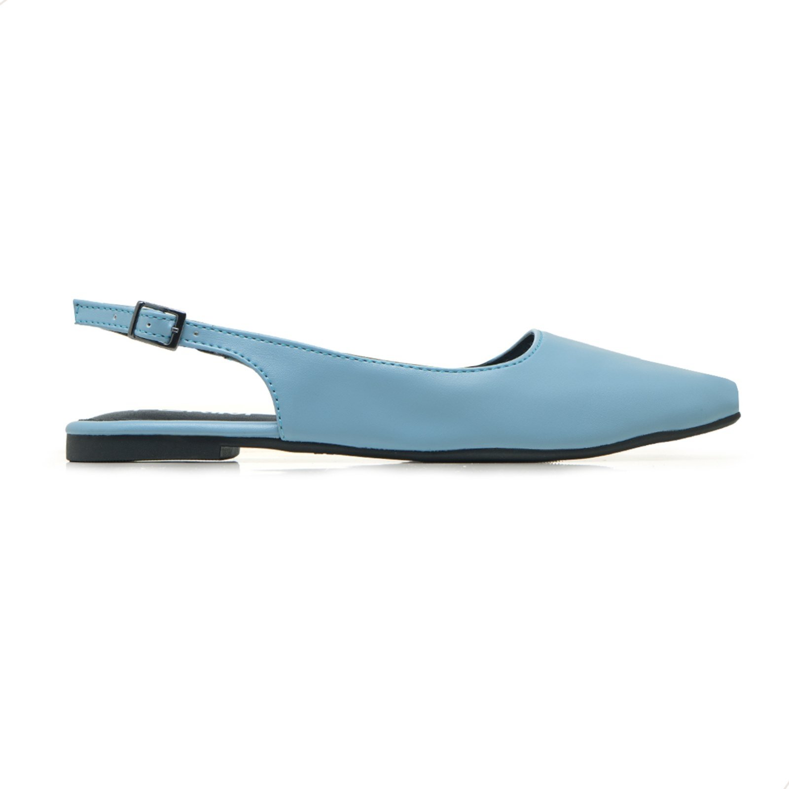 Sapatilha Slingback Feminina Rasteira Bico Quadrado Confort Azul