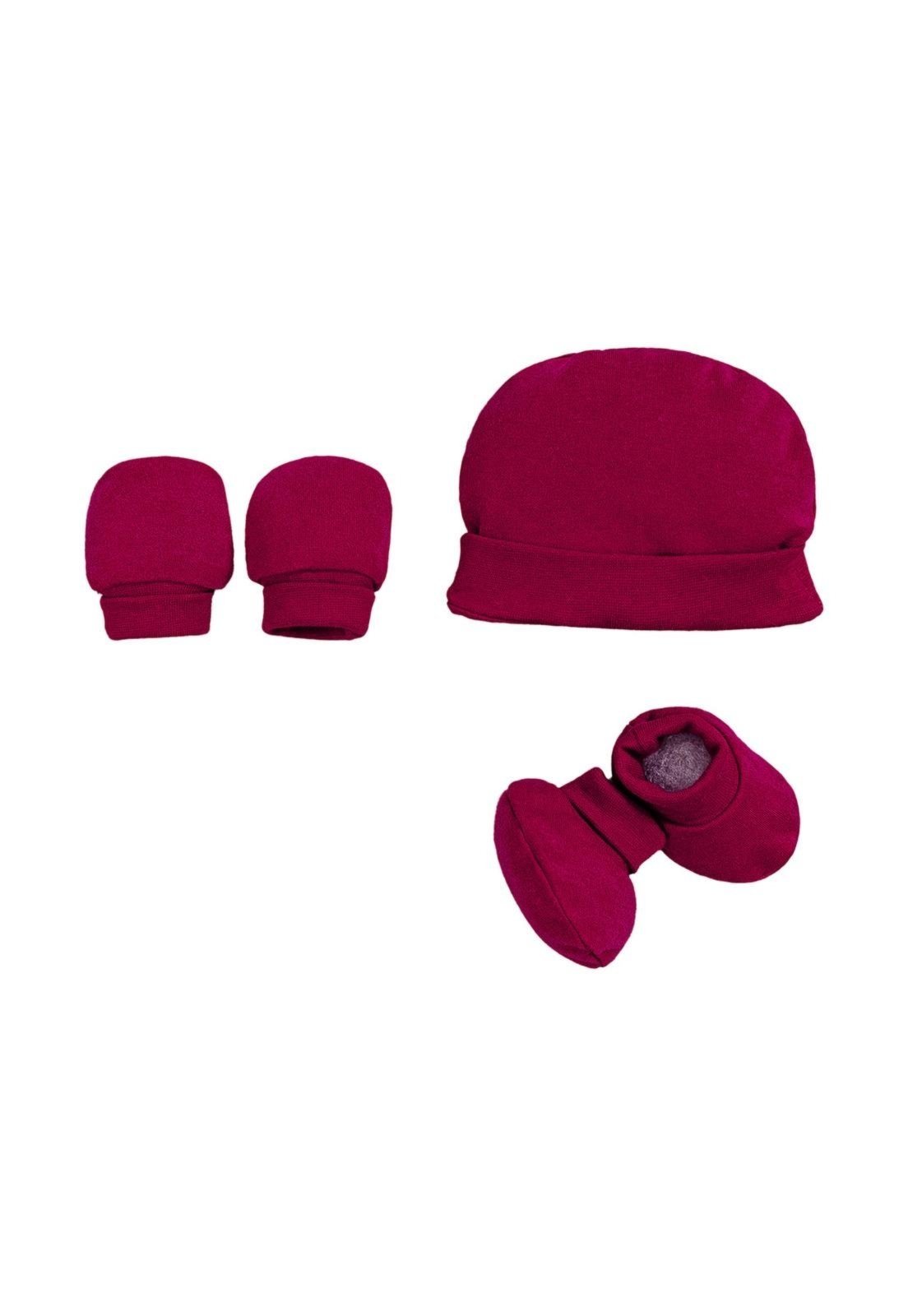 Infantil - Conjunto Luva Touca e Sapatinho Vermelho Menina Anjos Baby RN Vermelho