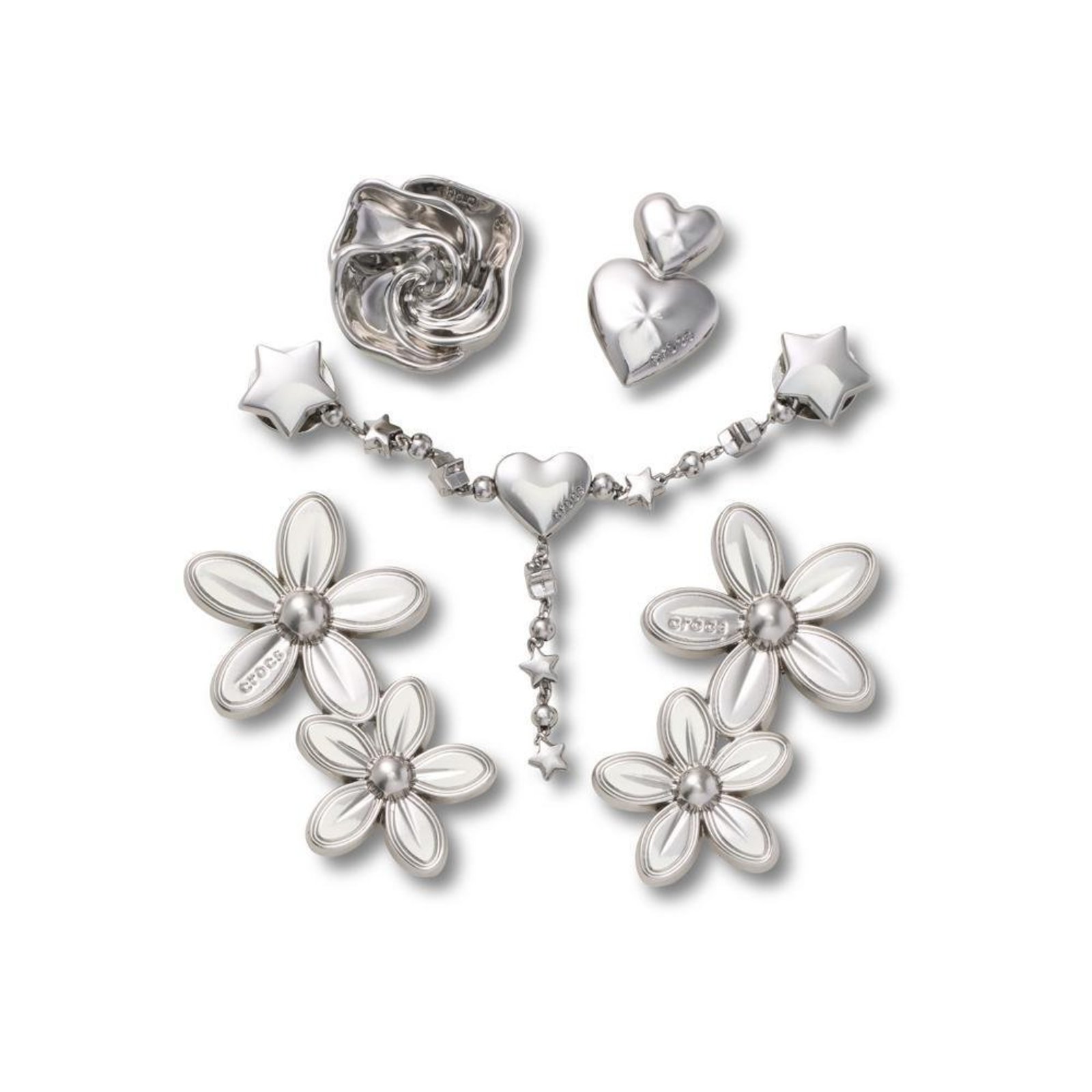 Infantil - Jibbitz™ Flores Metálicas Pack Com 5 Peças Único Branco
