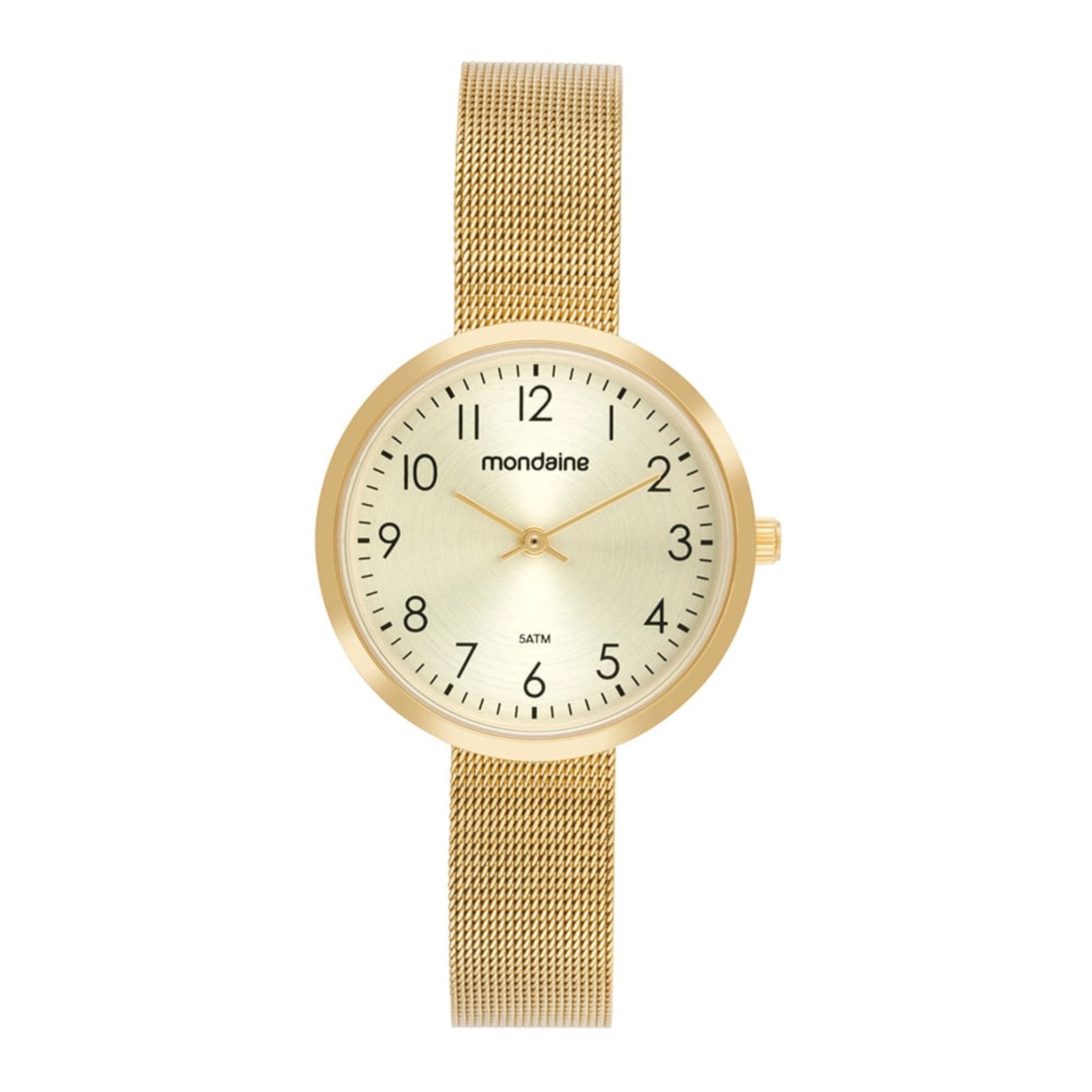 Relógio Feminino Mondaine Analógico Dourado Malha de Aço Mondaine