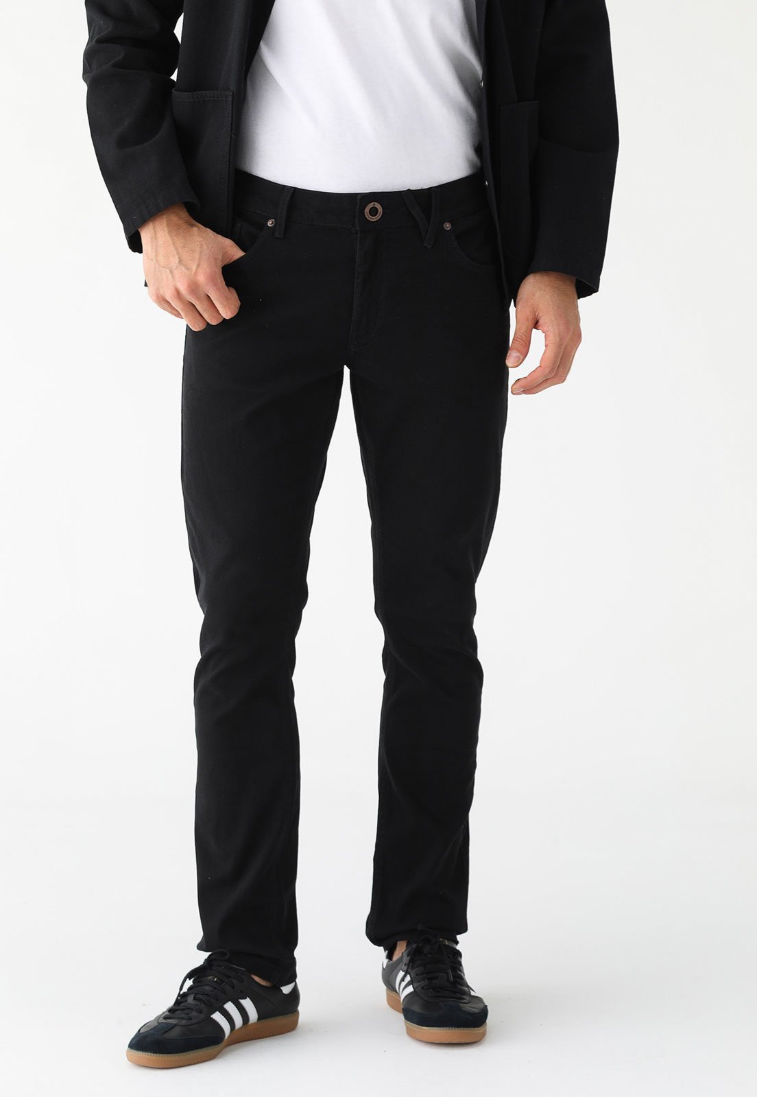 Calça Sarja Volcom Slim Veludo Preta