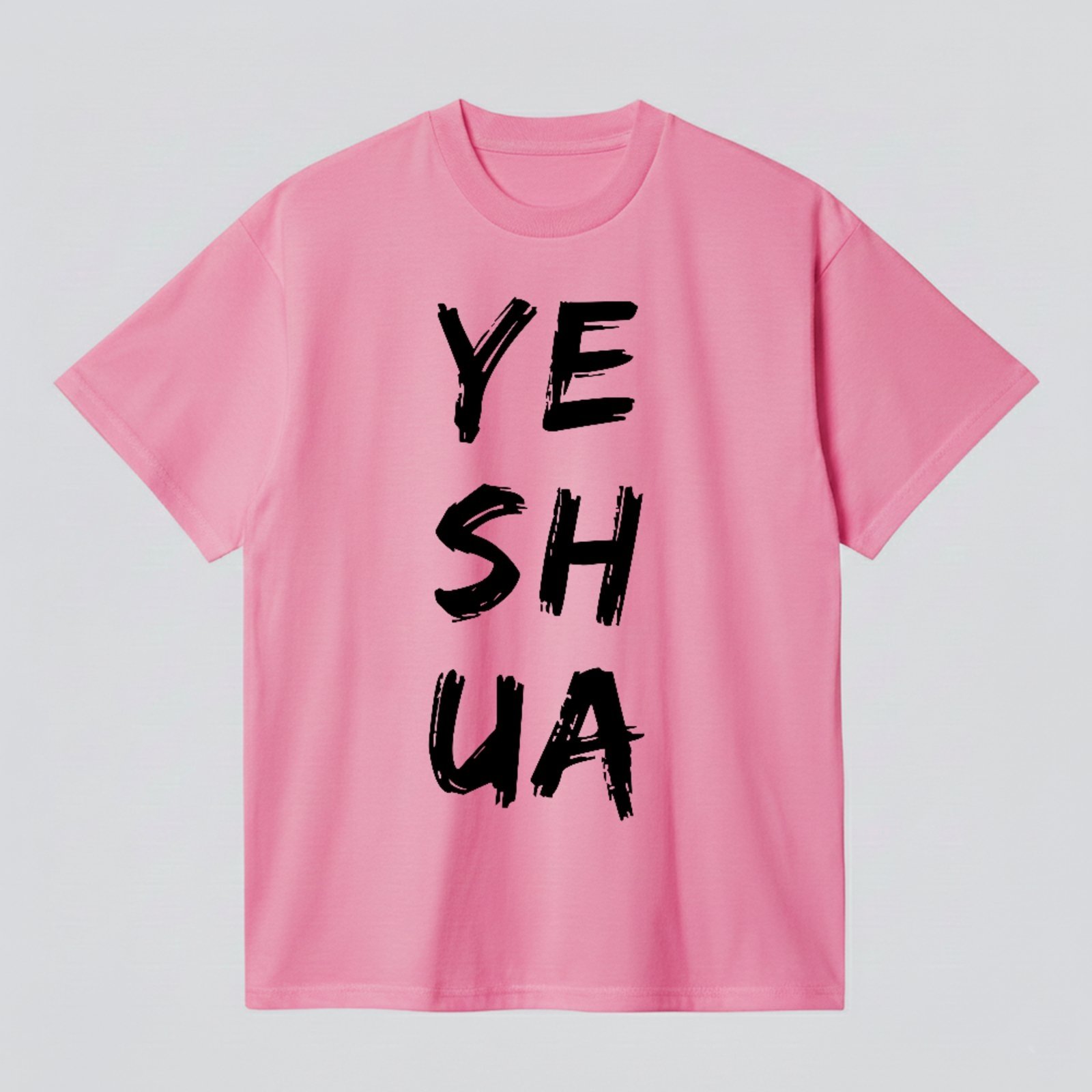 Camiseta Básica Yeshua Fé Cristã Estilo Street Moderno Rosa