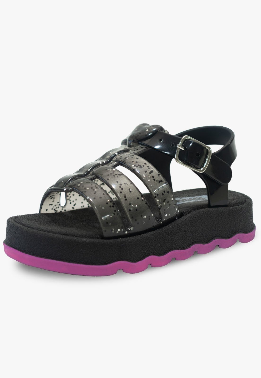 Vista 3 Infantil - Kit Bolsa e Sandália Juvenil Menina Pópidi Glitter preto Pópidí preto