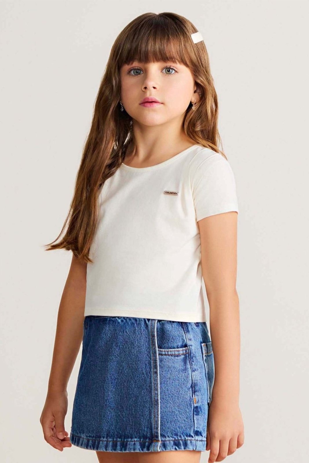 Infantil - Short Saia Jeans Menina Colorittá Azul