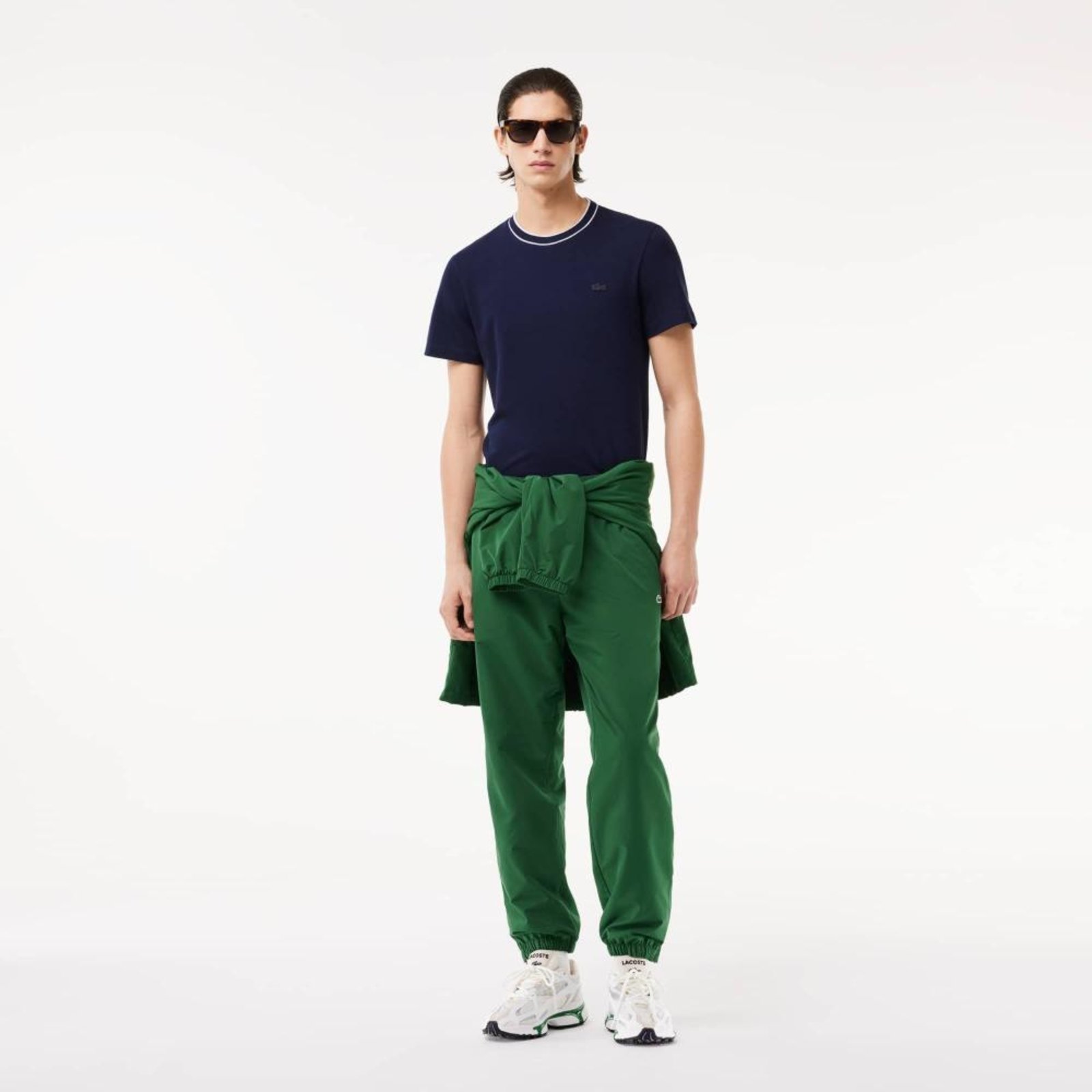 Vista 3 Camiseta com Gola Listrada em Piqué e Tecido Elástico Lacoste azul Lacoste azul