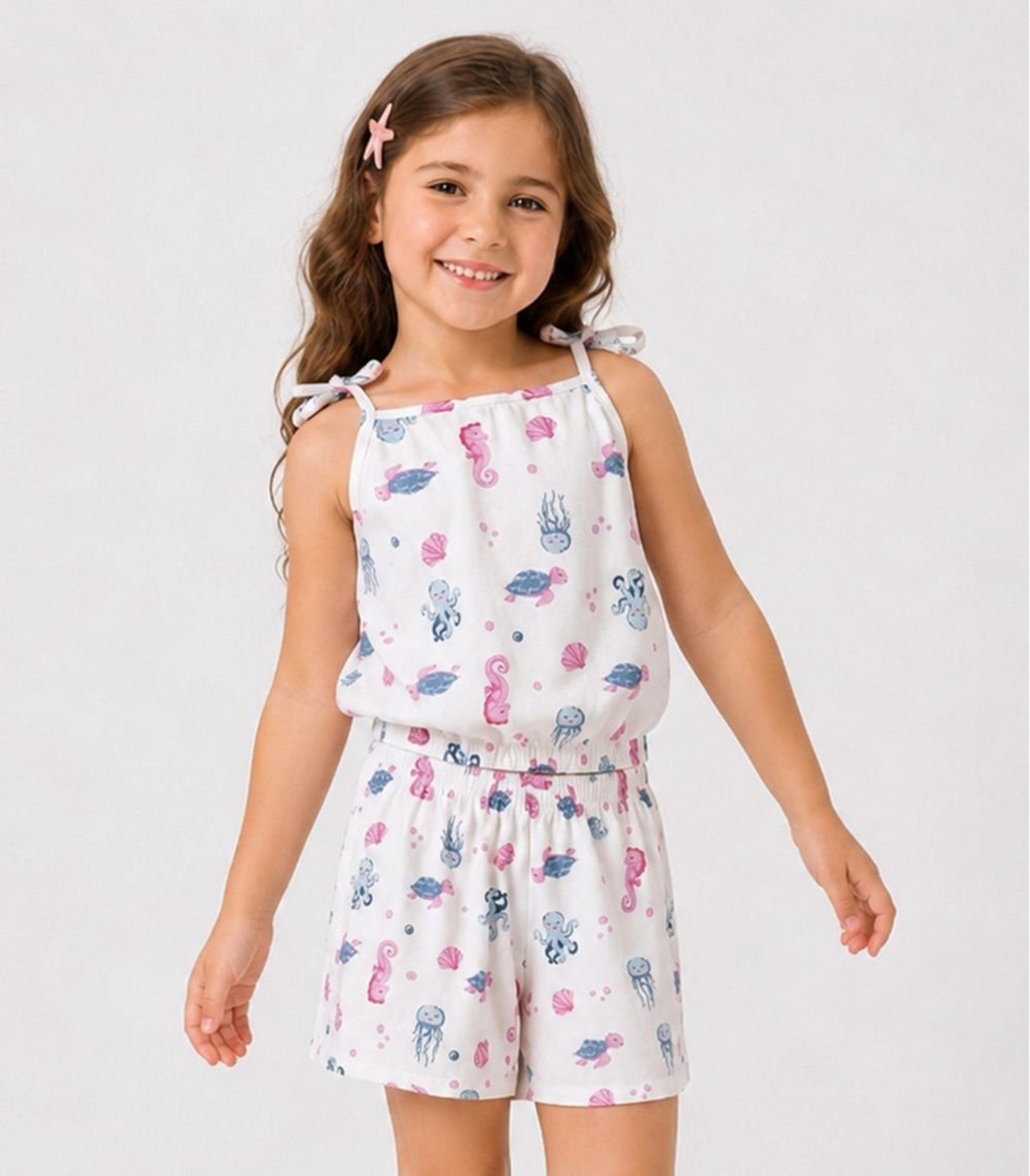 Infantil - Conjunto Blusa de Alça e Short Select Bege