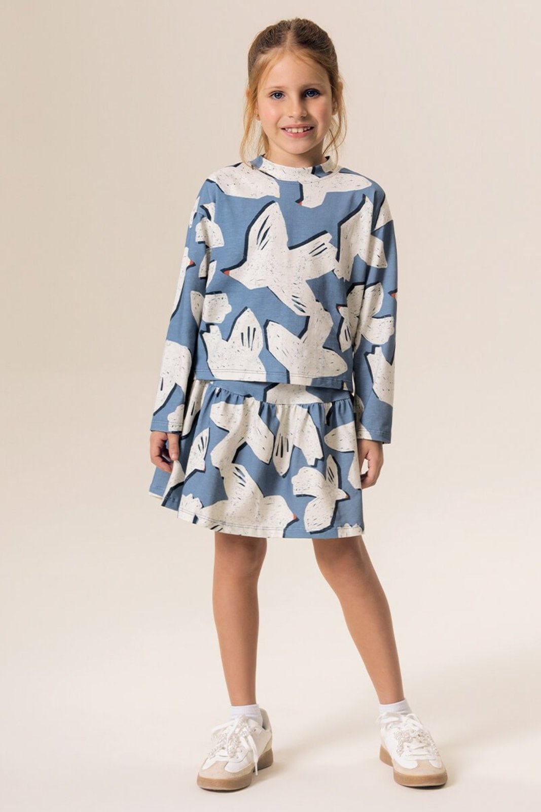 Infantil - Conjunto Menina Bugbee Blusa e Saia em Cotton Estampado
