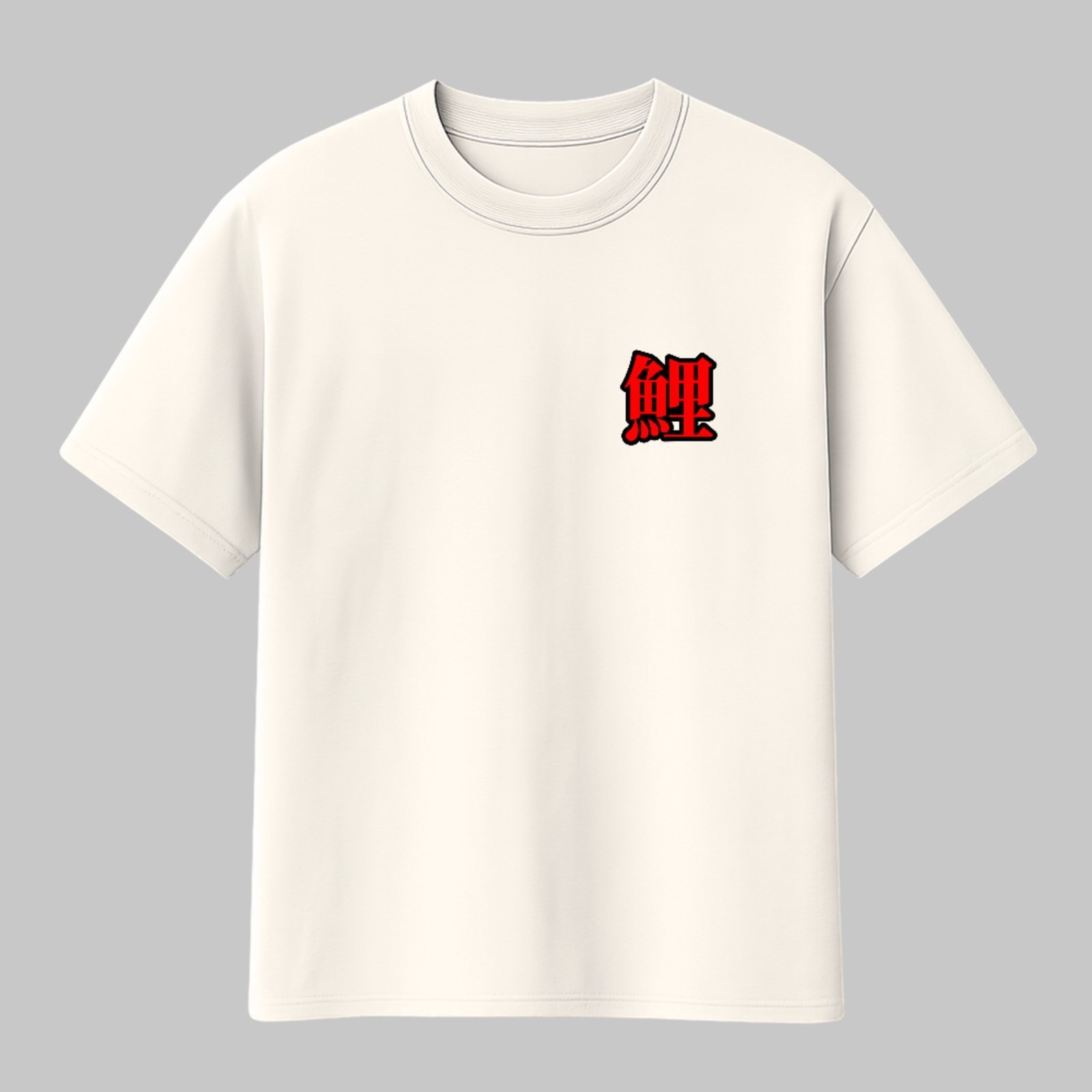 Camiseta Básica Japan Koi Fish Arte Oriental Unissex Off White