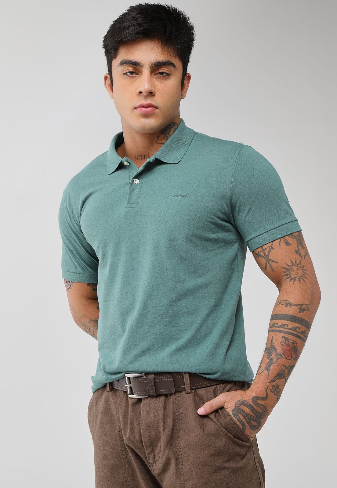 Polo Masculina Colcci Gola Tradicional Verde