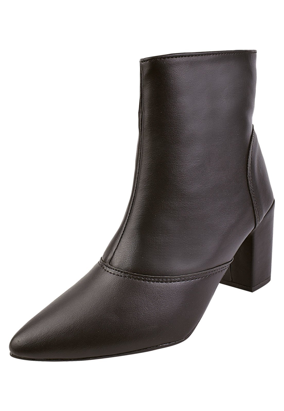 Bota Cano Curto Rosa Chic Calçados Bico Fino Salto Alto Zíper Feminino Preto