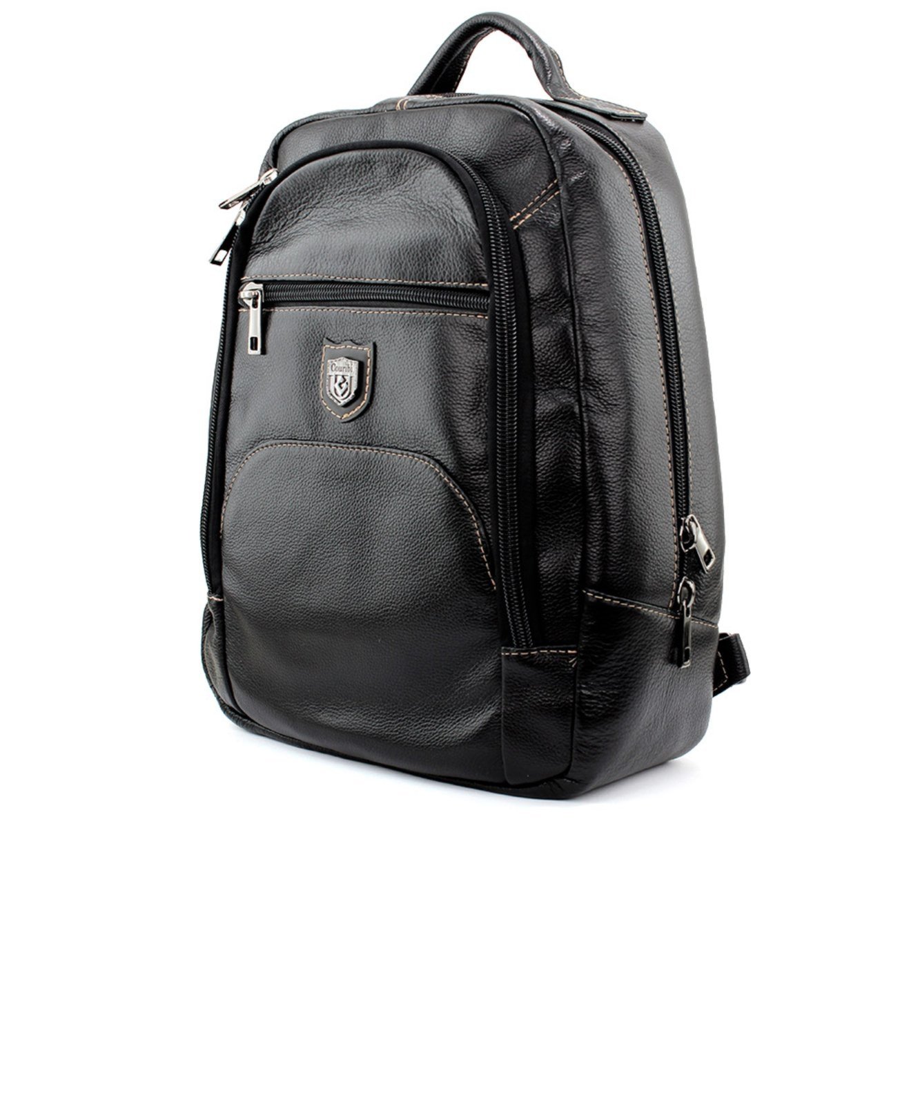 Vista 3 Mochila Masculina Couribi Porta Notebook Couro Preto Pixolé incolor Pixolé incolor