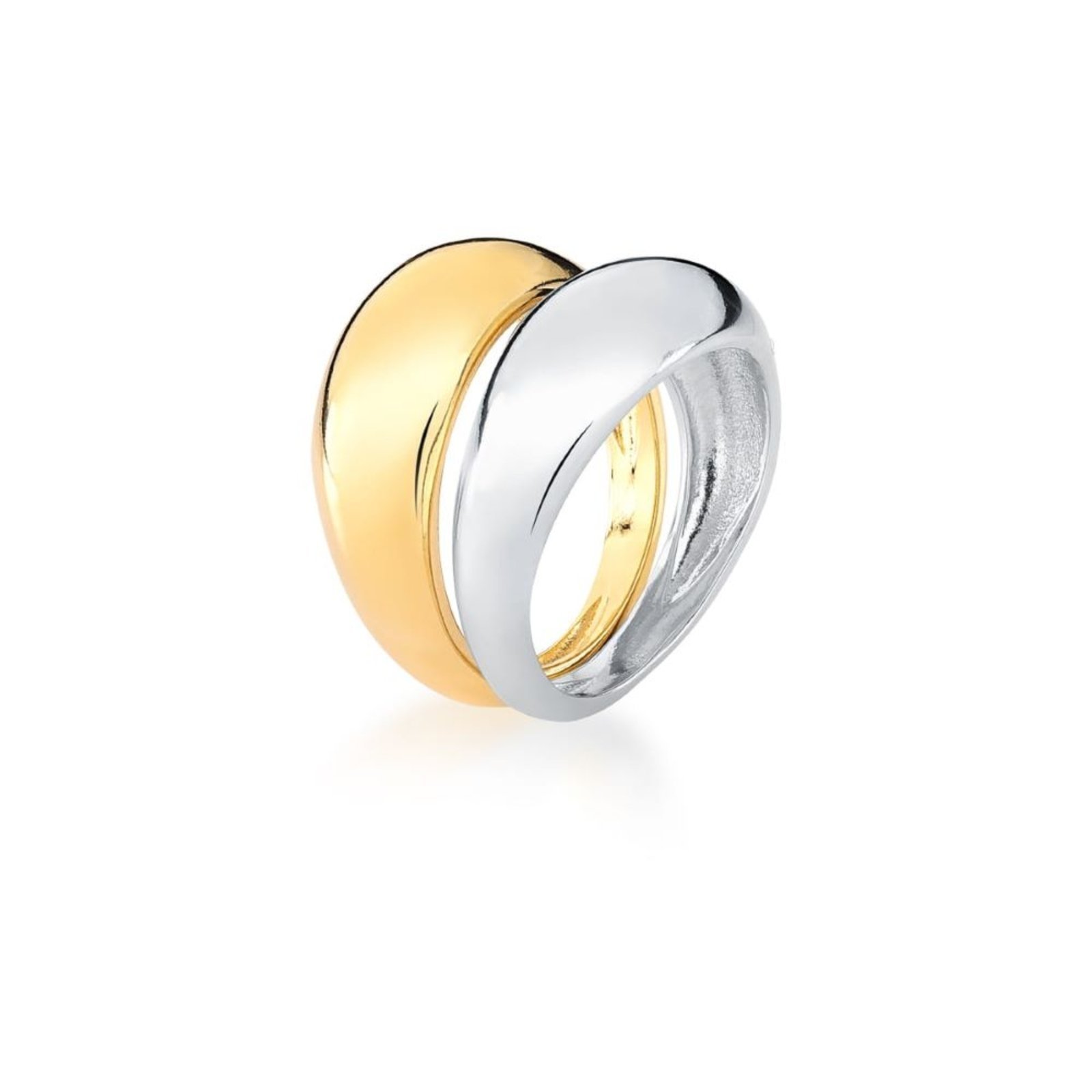 Infantil – Anel Duplo Liso Dois Banhos Ouro 18K e Ródio Semijoia Ania Store