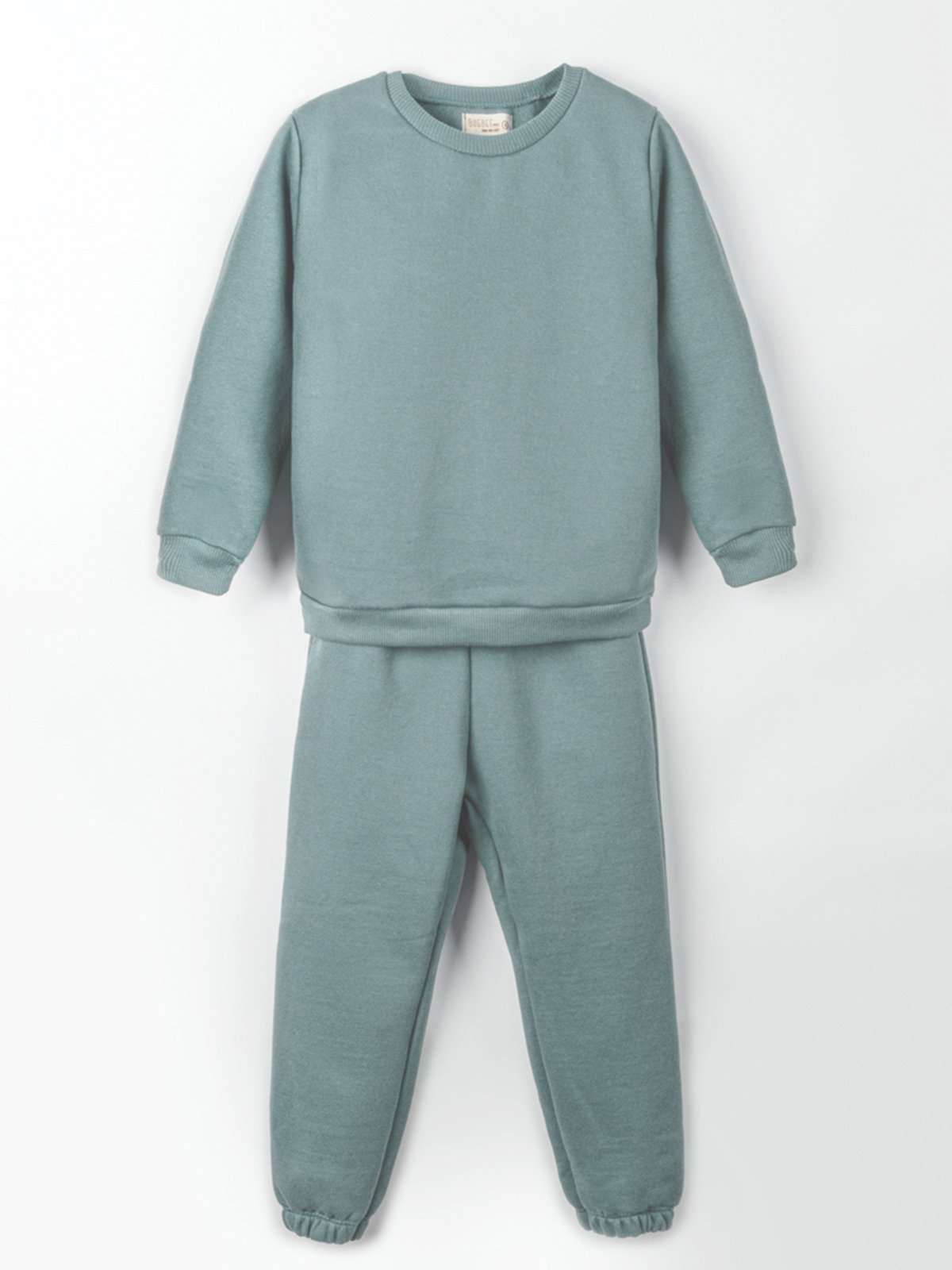 Vista 3 Infantil - Conjunto Bugbee Blusa Manga Longa e Calça Moletom Gola Redonda Liso Sem Estampa Menino Stone Blue azul Bugbee azul