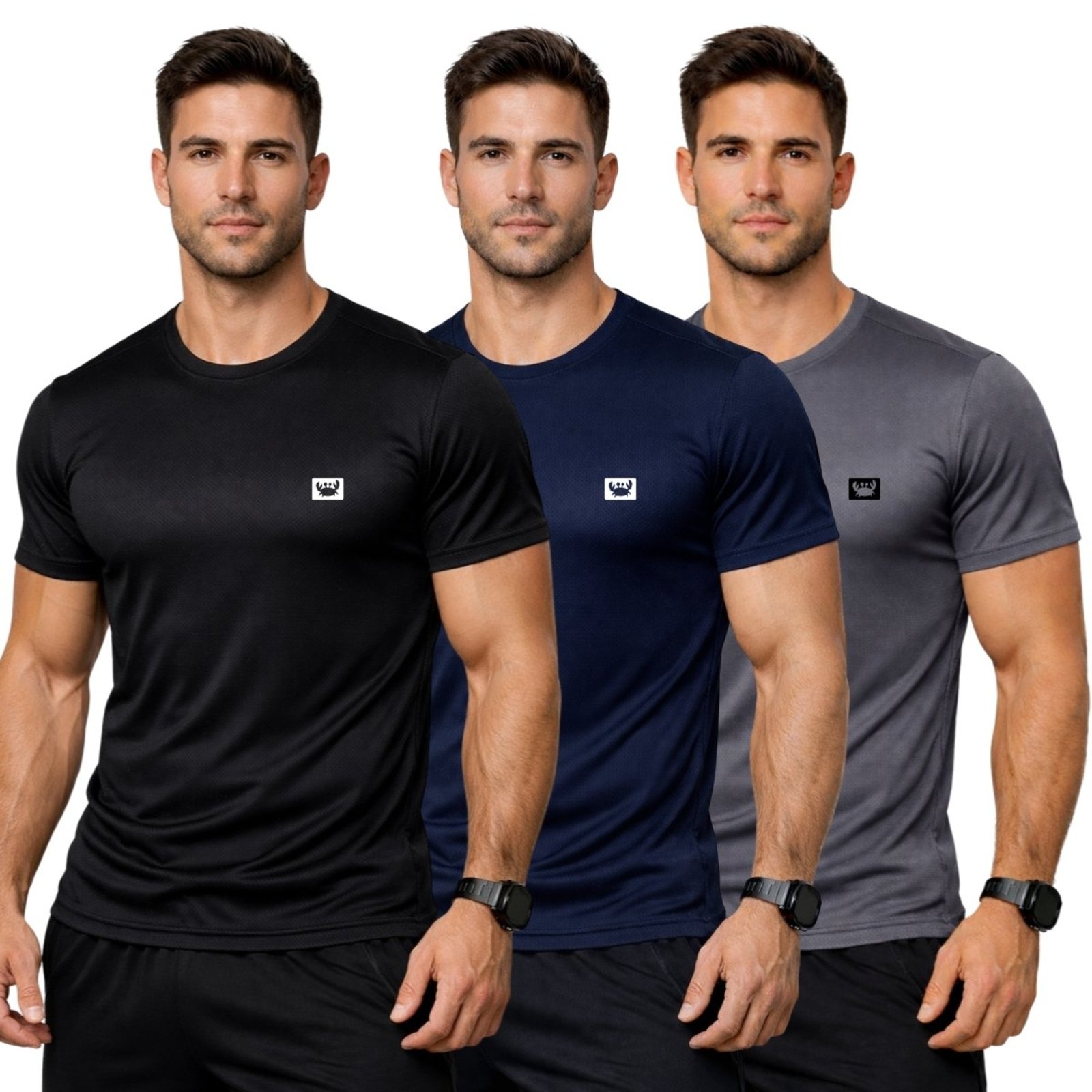 Kit 3 Camisetas Masculinas Dry Fit Esportivas Gola Redonda Siri