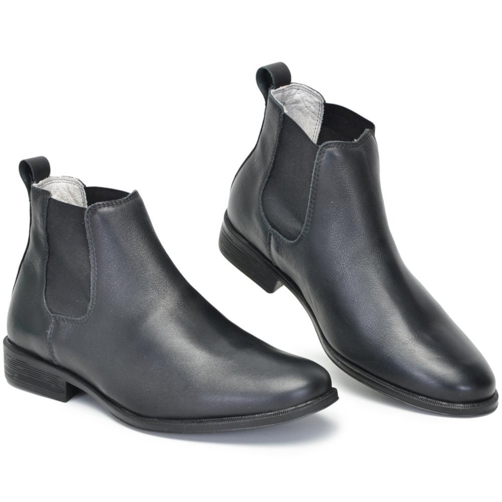 Botina Masculina Bota Chelsea Couro Casual Lisa Elástico Marrom 37 Preto