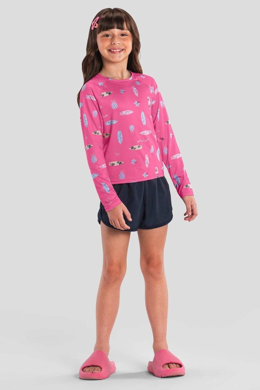 Infantil – Camiseta menina em malha UV Brandili Rosa