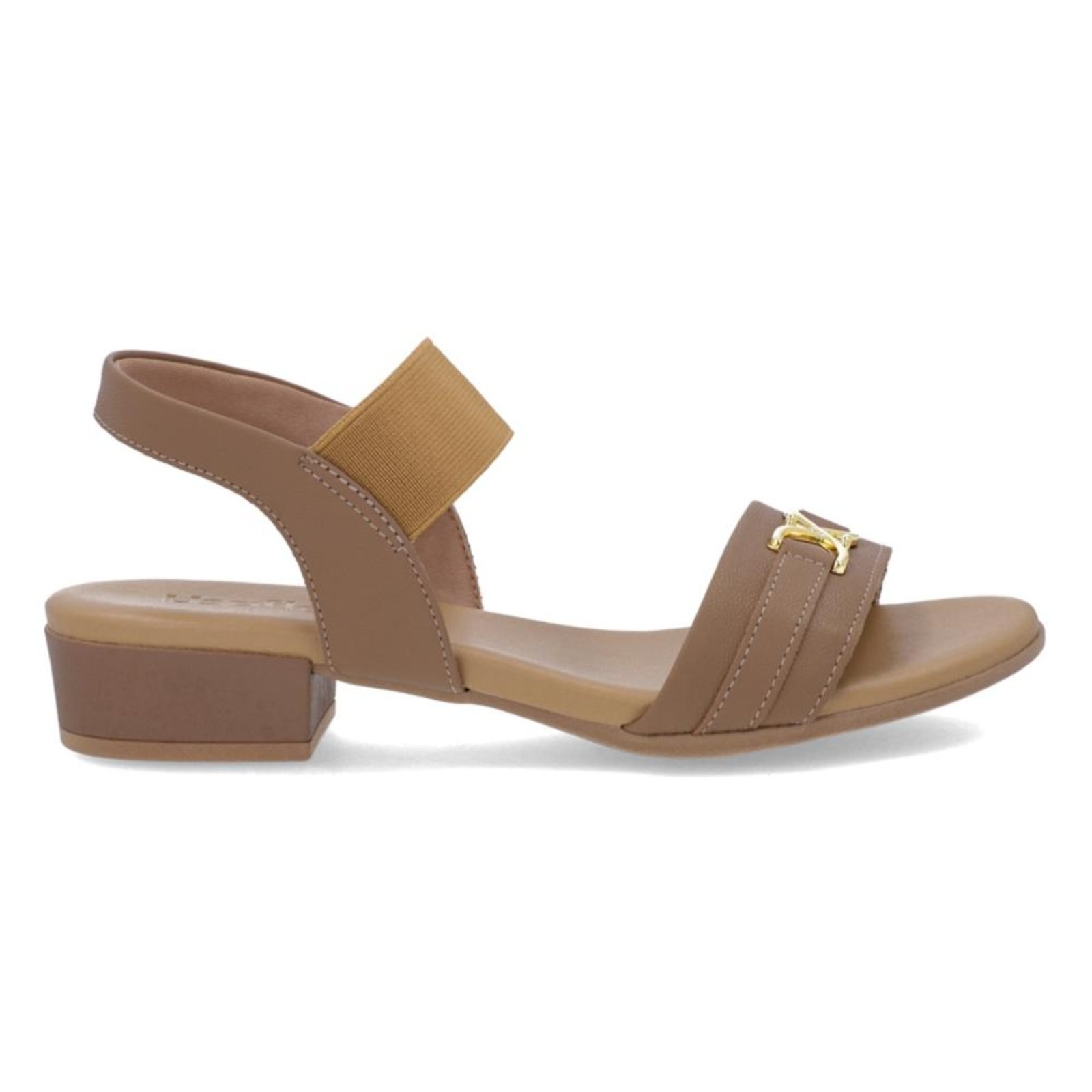 Sandália Usaflex Feminina Salto Bloco Baixo Couro Casual AI27013 Marrom