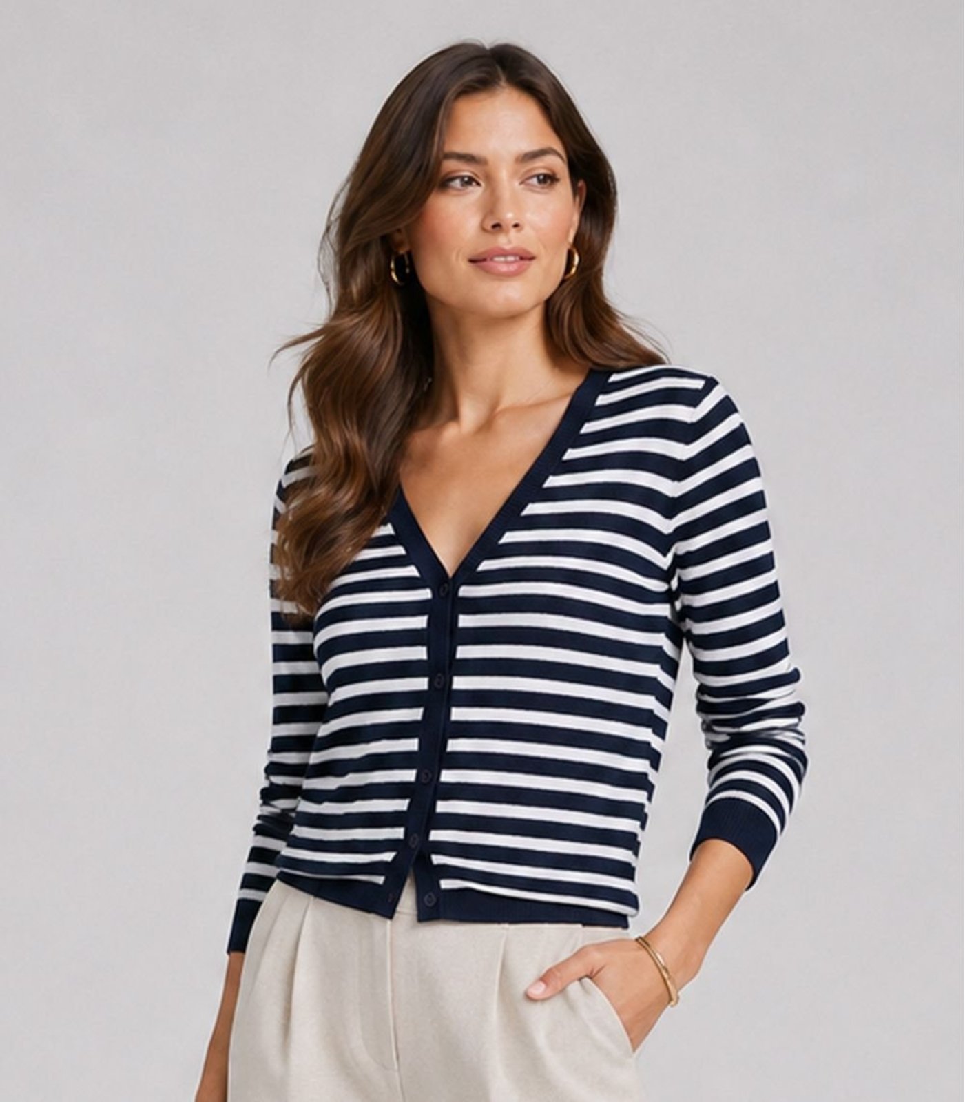 Cardigan Feminino Em Tricot Infinita Cor Azul