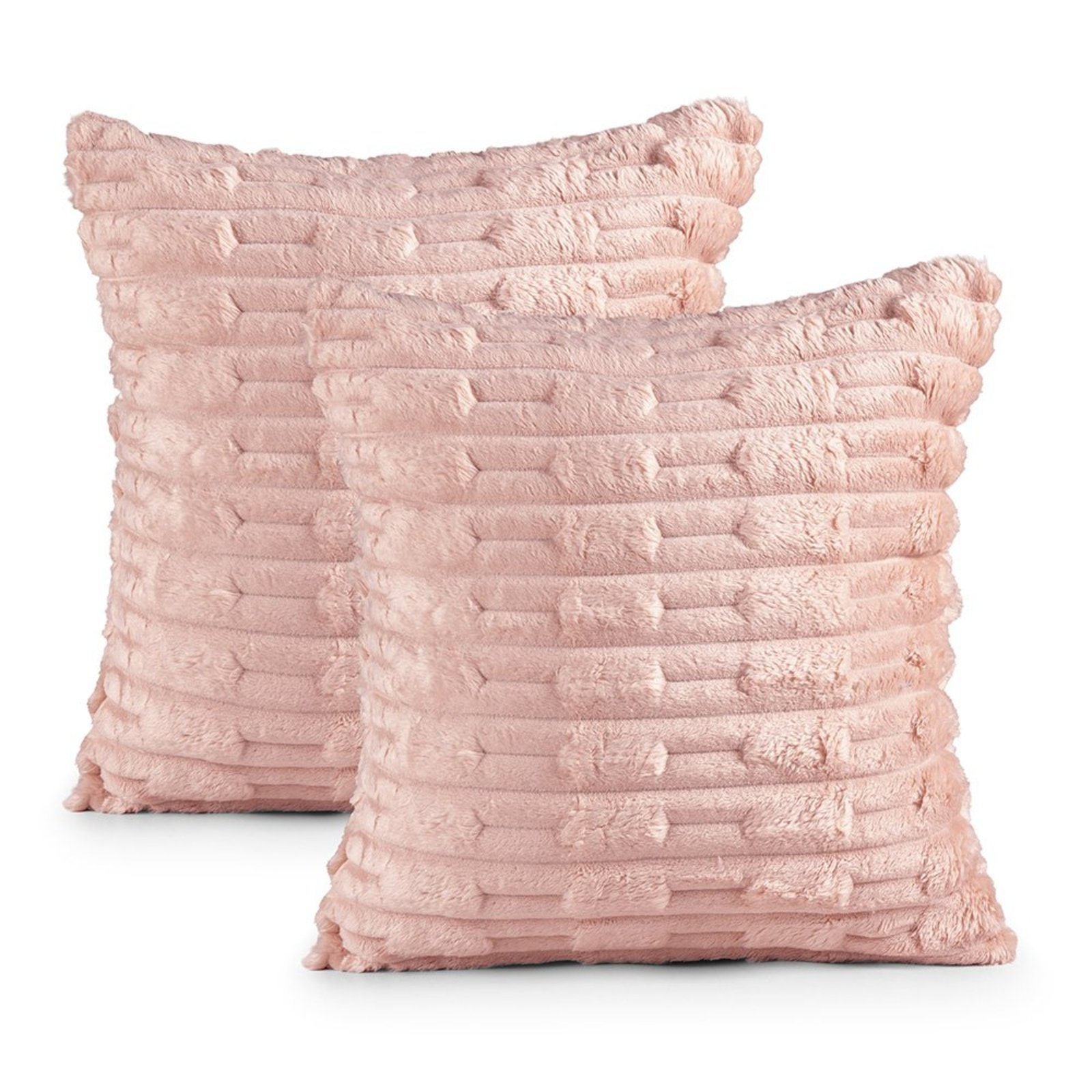Kit Capa de Almofadas Casa Modelo Enxovais Geometrica Manta Ultrasoft 45cm x 45xm Rosa