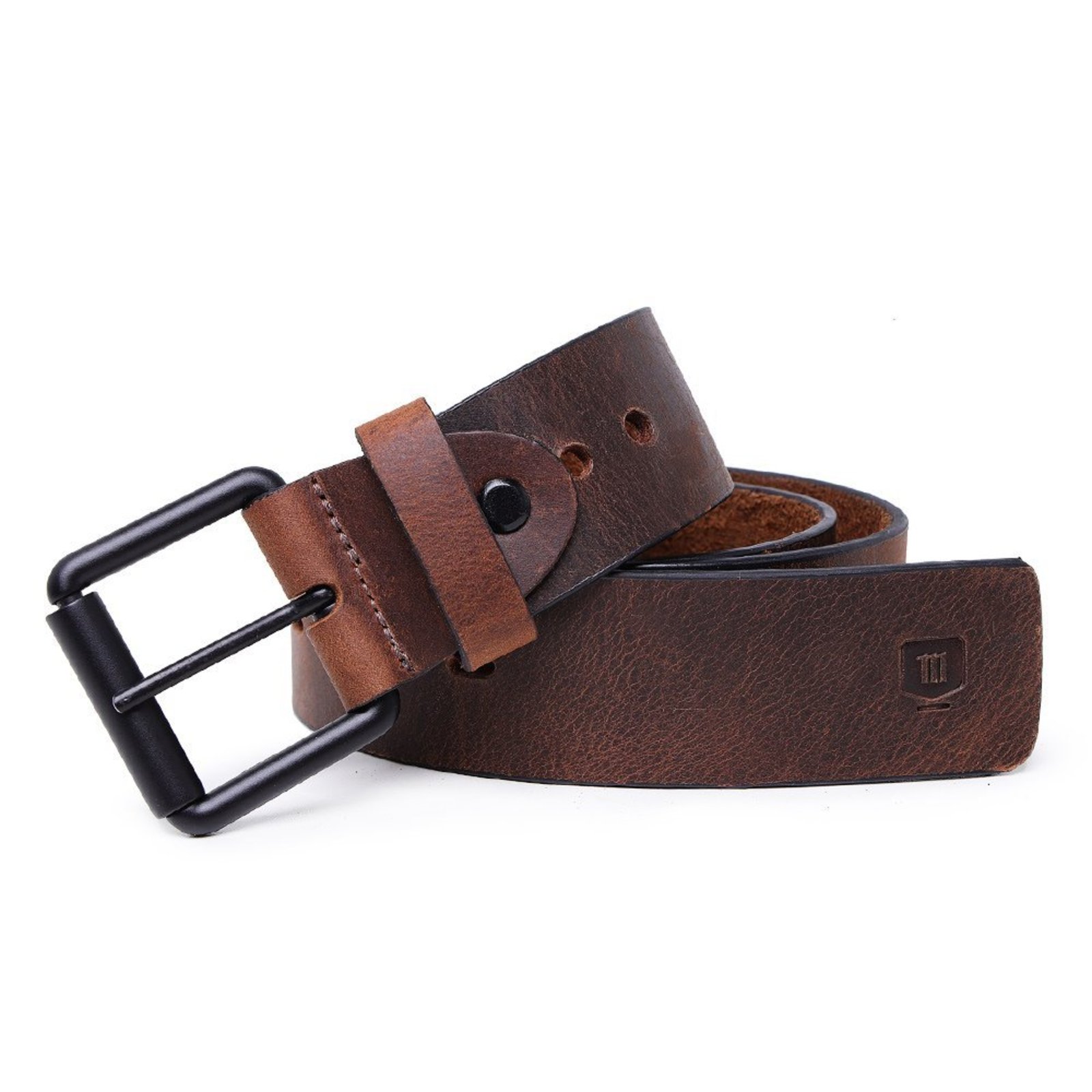 Cinto Malbork Masculino em Couro Marrom Fivela Preta SLR-48MR
