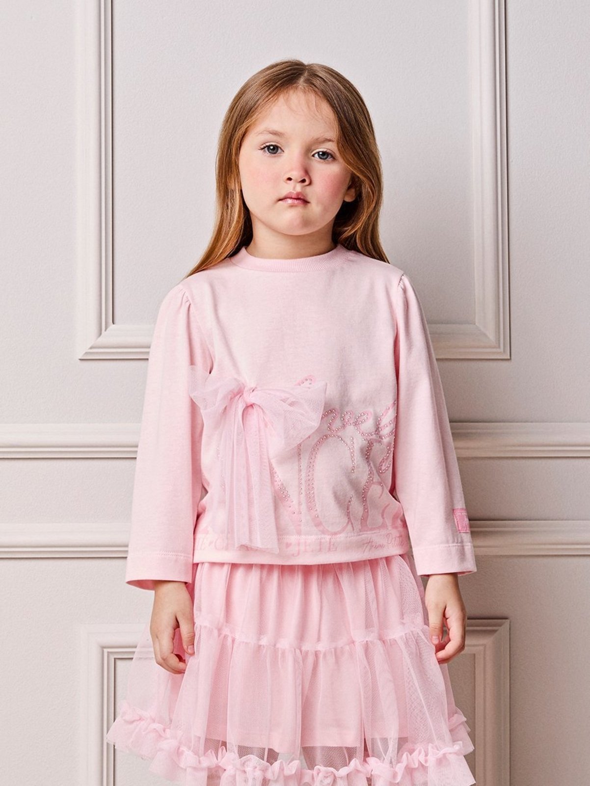 Infantil - Blusa Menina Animê Coolege Cute com Laço de Tule