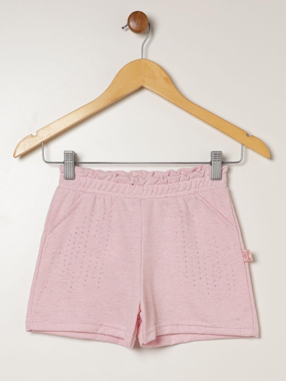 Infantil - Short Moletinho Brilhoso Para Menina - ROSA CLARO