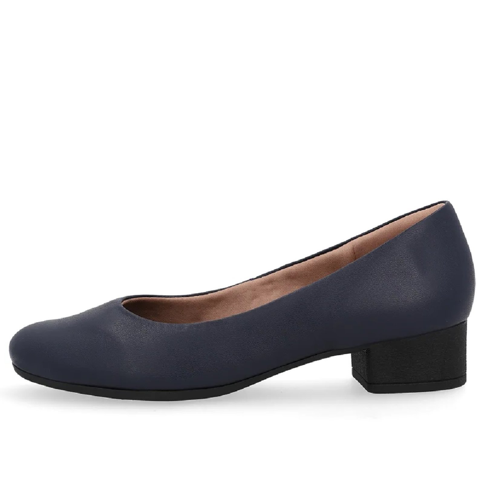 Sapato Scarpin Usaflex em Couro Salto Baixo 3,5cm Marinho