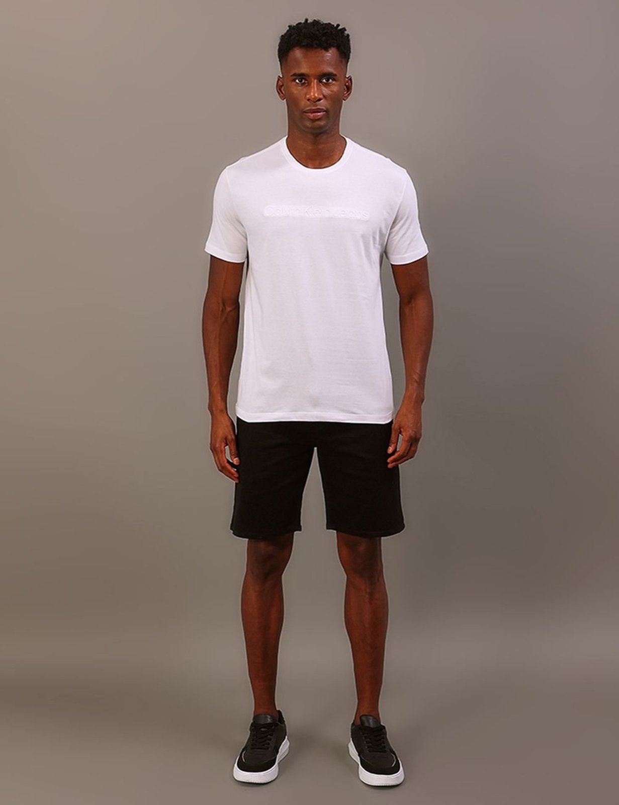 Camiseta Manga Curta Calvin Klein Jeans Masculino Embossed+bordado - Branco Calvin Klein Jeans