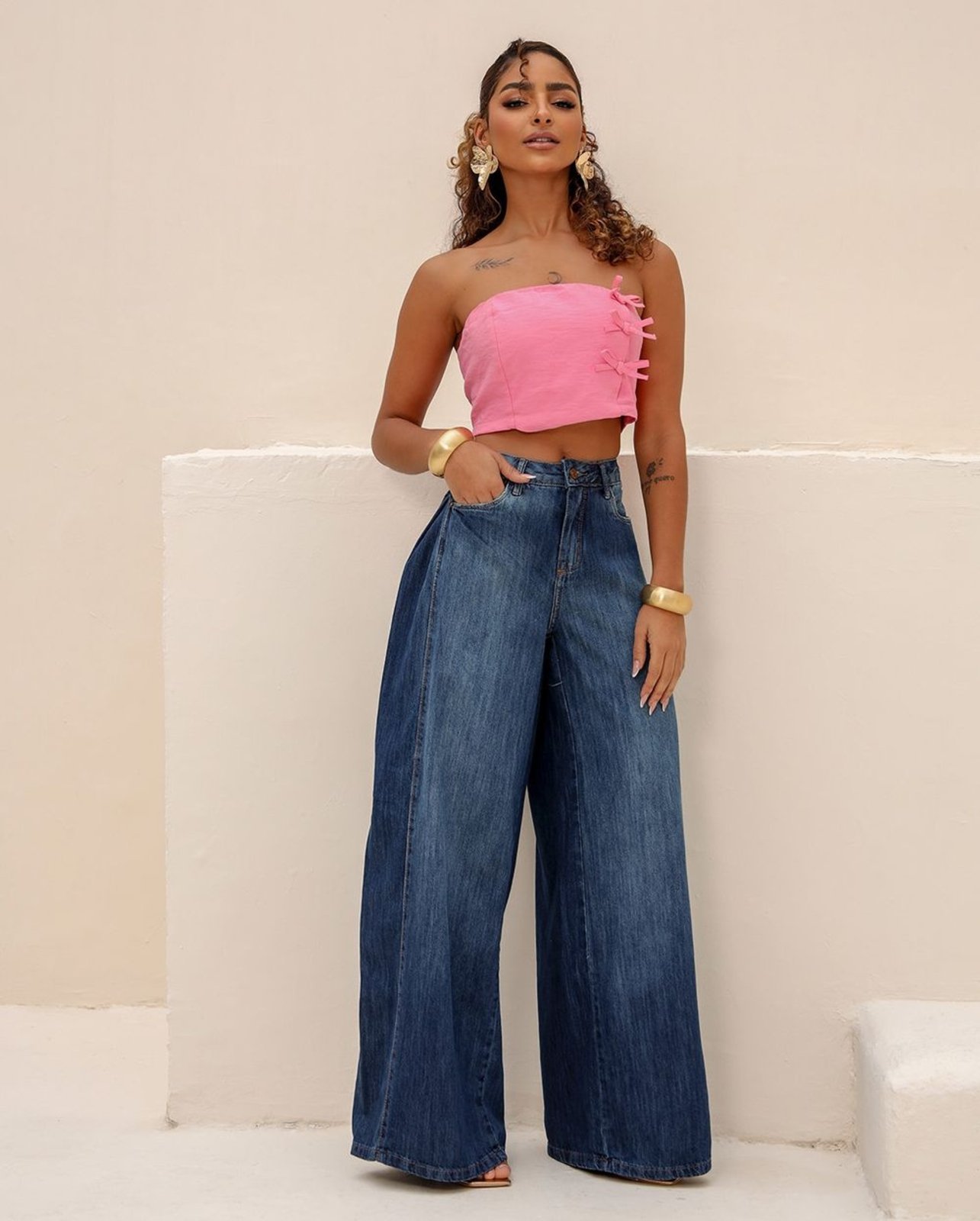 Calça Jeans Wide Leg Feminina Relaxed Big 24837 Sujinha Consciência