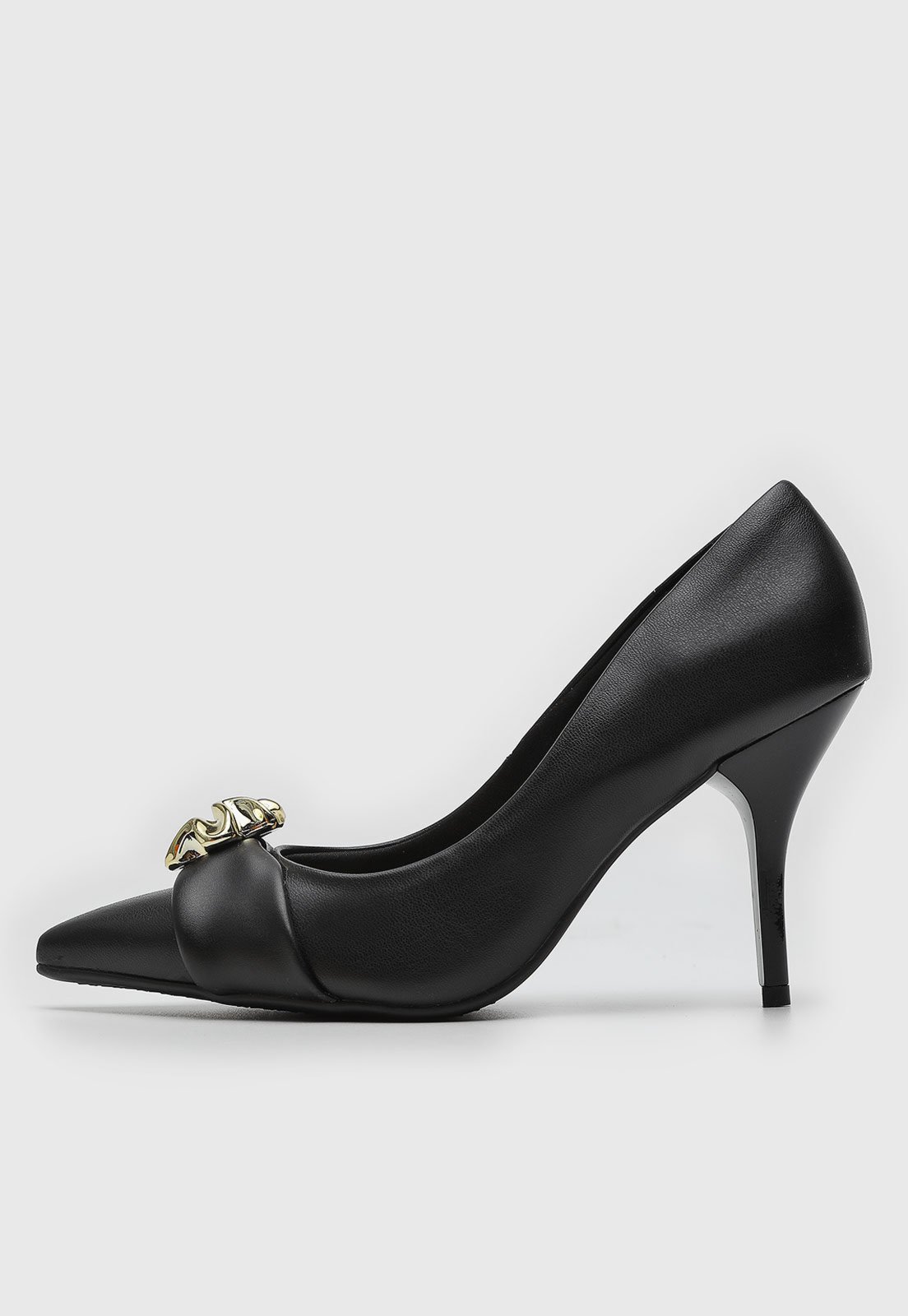 Scarpin Feminino Beira Rio Bico Fino Corrente Preta