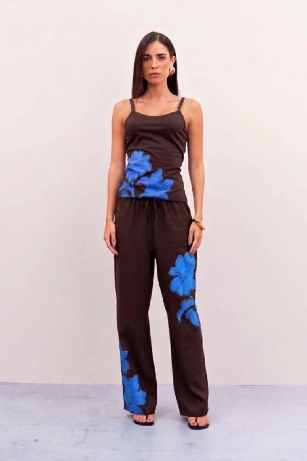Calça Com Estampa Lateral Ritmi Studio Marrom