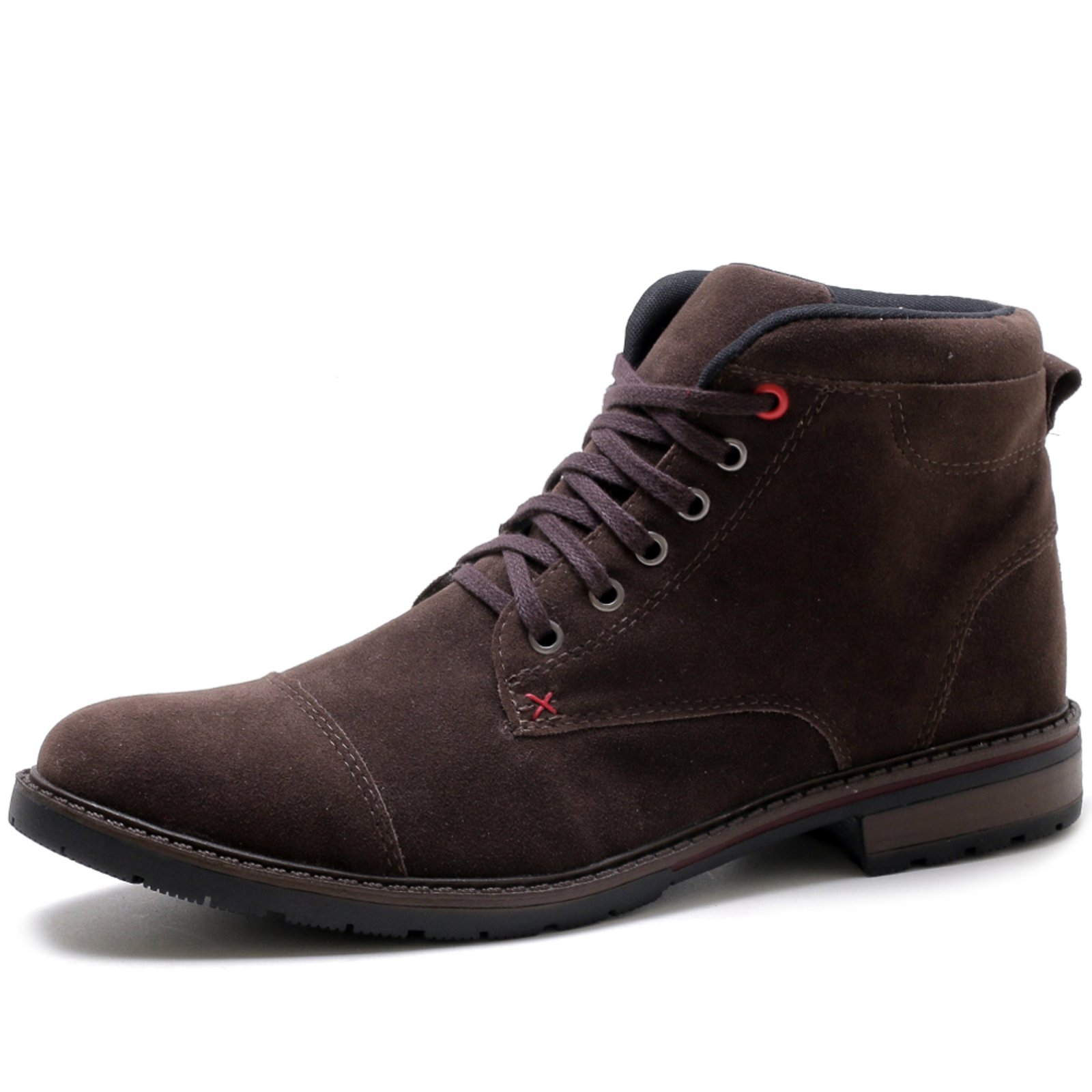 Bota Masculina RR Botas Country Camurça Casual Chelsea Conforto Coturno Marrom Café