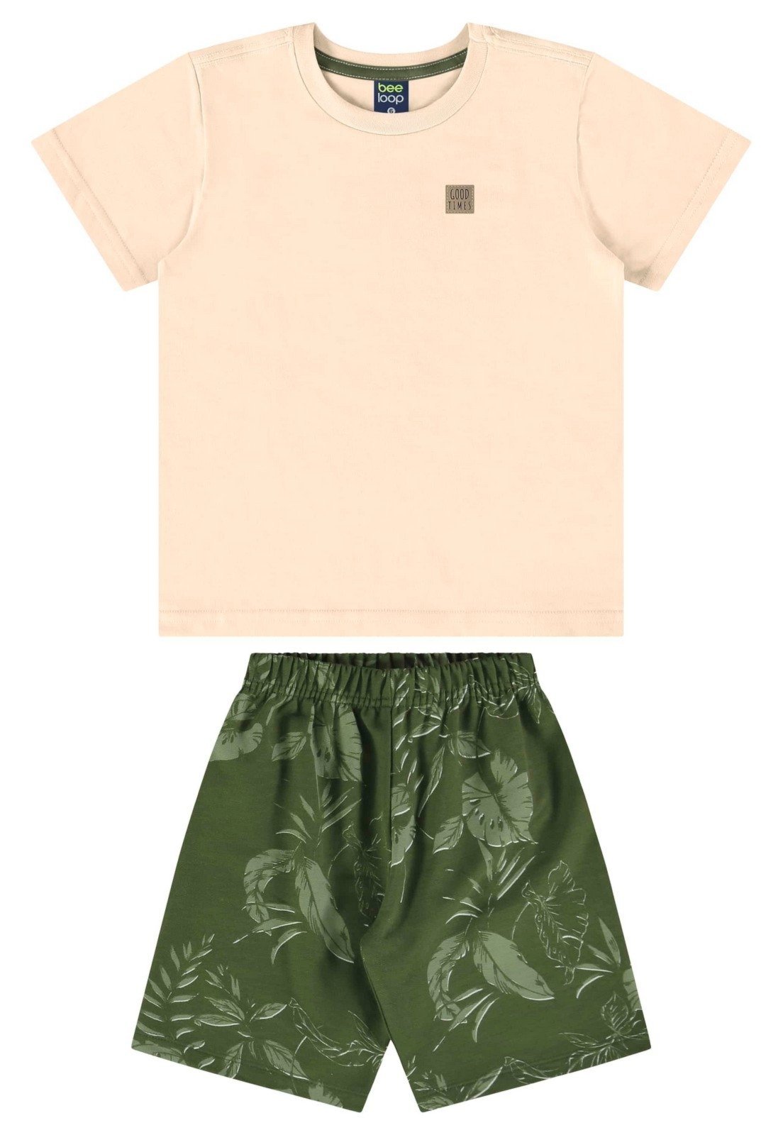 Infantil - Conjunto com Camiseta e Bermuda para Menino Bee Loop Bege