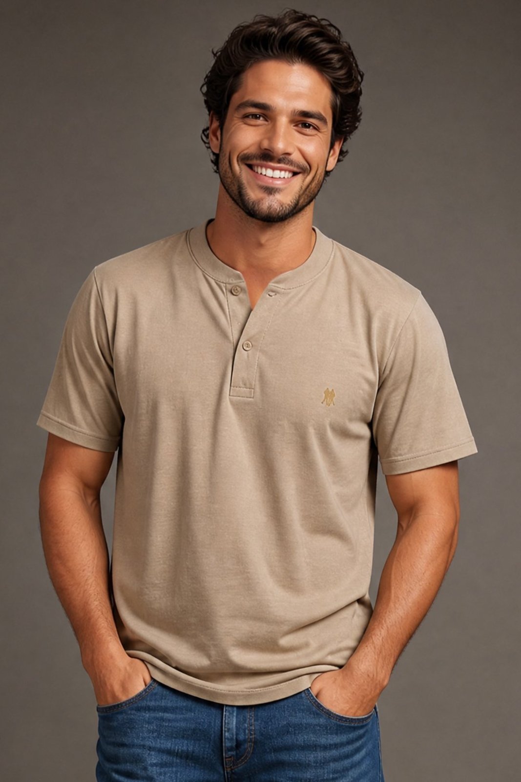Polo Masculina Gola Portuguesa Polo Wear Bege Médio