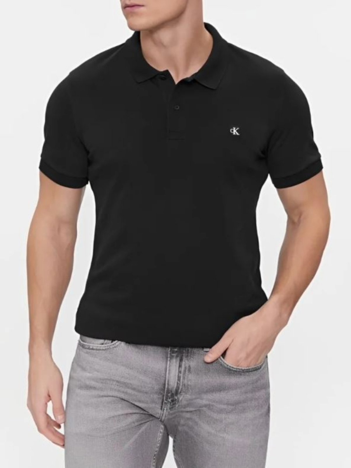 Polo Masculina Stretch Bordado Calvin Klein Jeans – Preto Calvin Klein Jeans