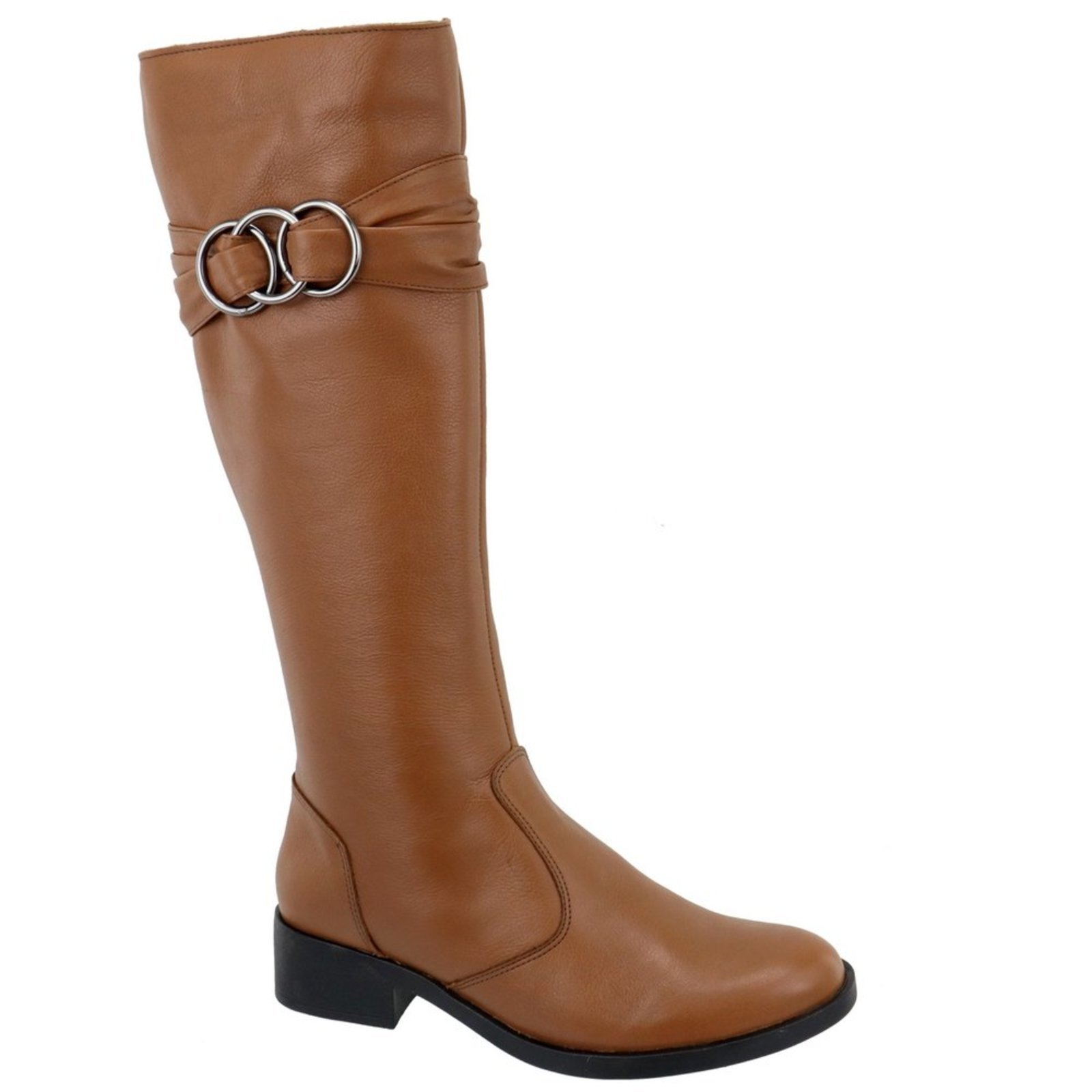 Bota Montaria em Couro Feminina Cano Longo Conhaque Tellini Store