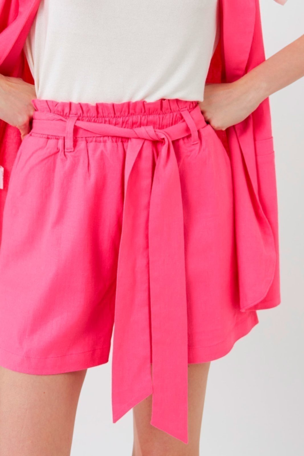 Short Vanibele Linho Rosa Chiclete