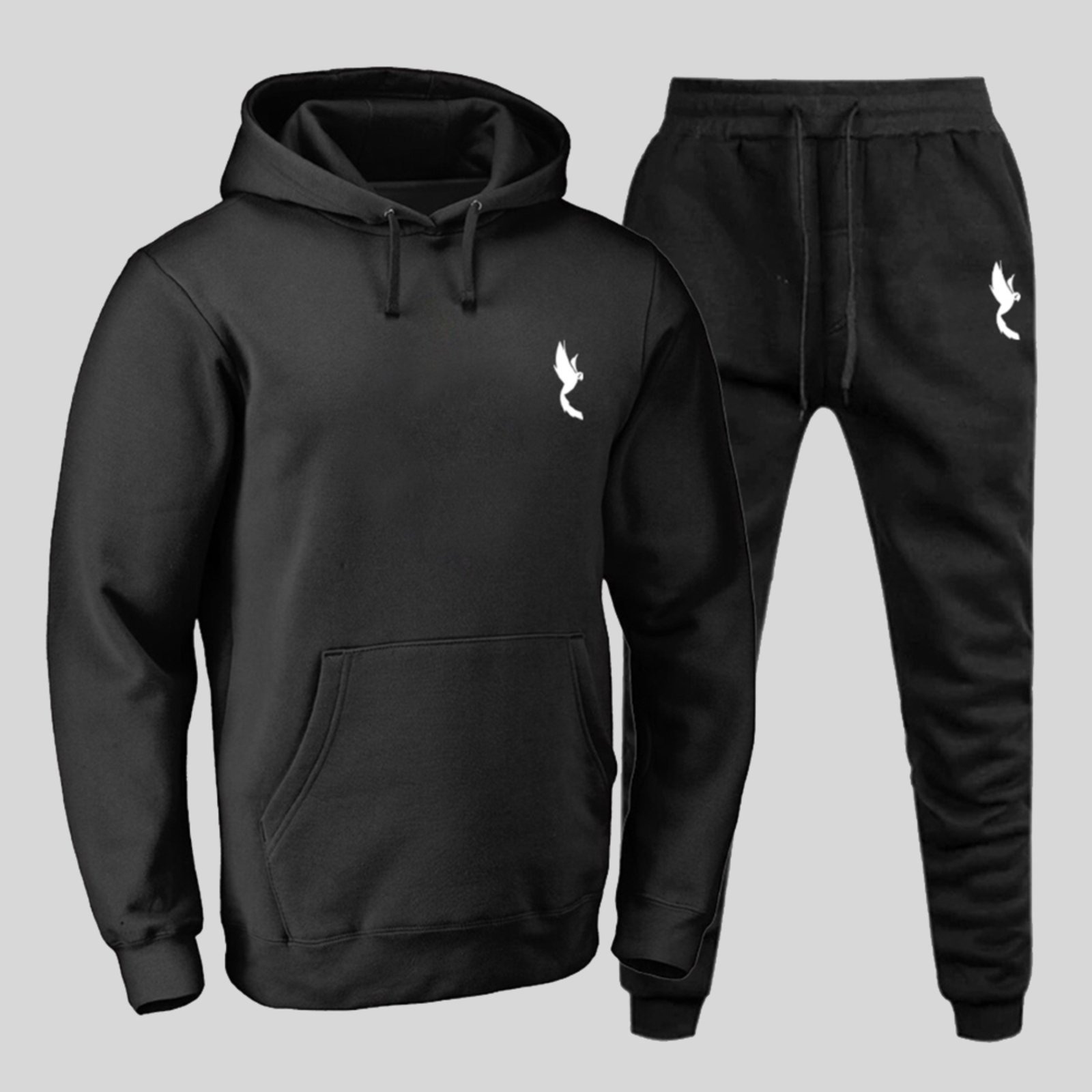 Conjunto Moletom de Frio Polo Blu Unissex Preto Kit Blusa e Calça