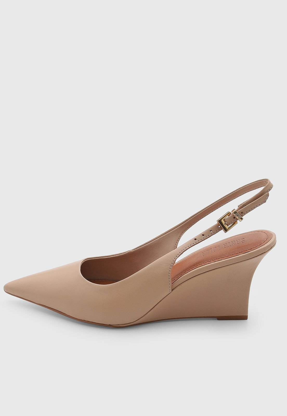 Scarpin Feminino Santa Lolla Couro Bico Fino Slingback Nude