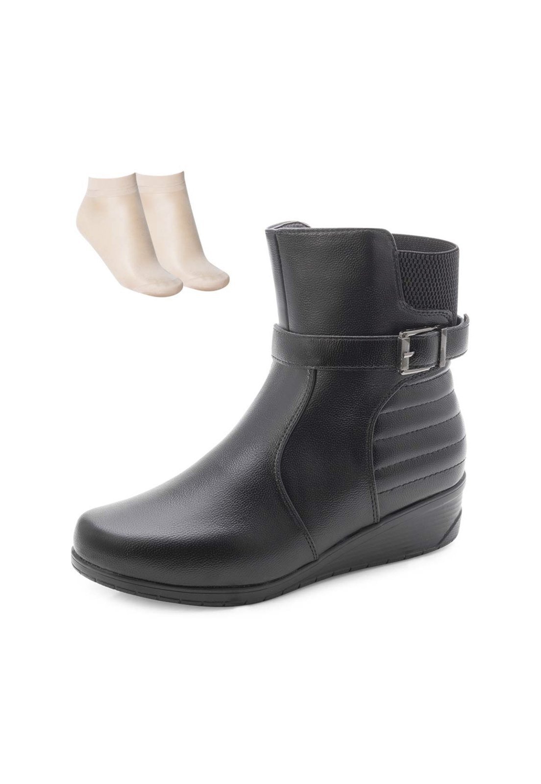 Bota Anabela Pink Moon e Meia MC24-71105 Preto