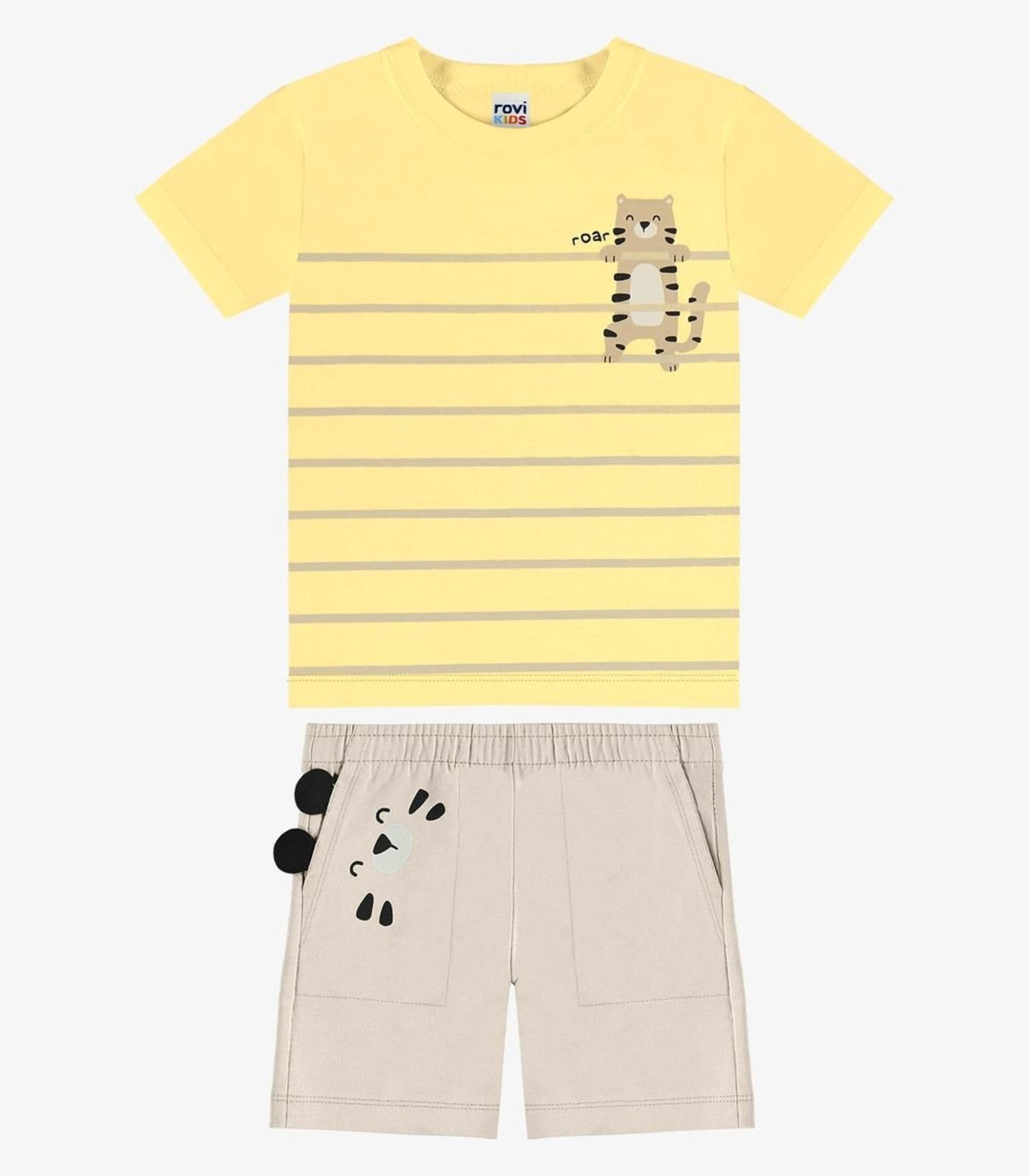 Infantil - Conjunto Camiseta Com Bermuda Rovi Amarelo