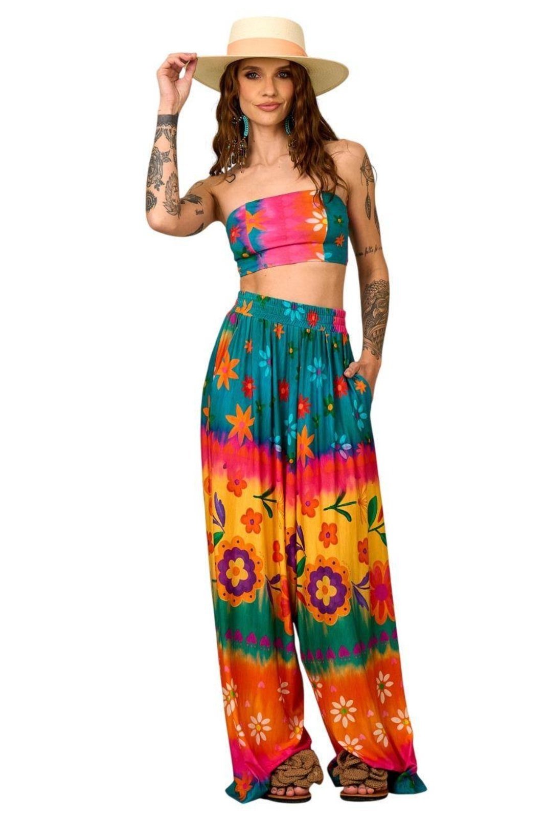 Calça Saruel Pantalona Colorida Estampada Yacamim G4 – Estampado
