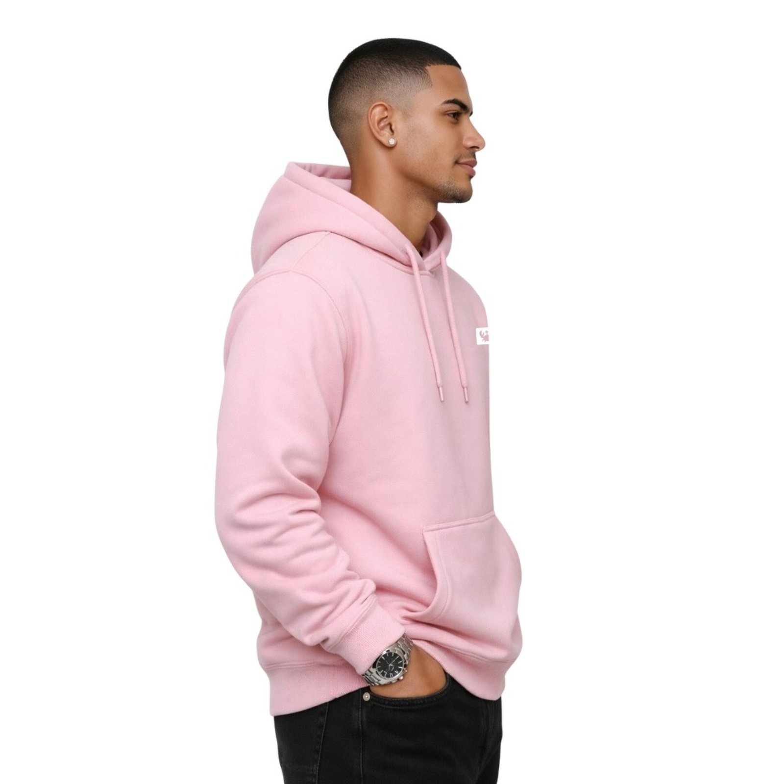 Moletom Relaxado Masculino Casaco Canguru Liso Confortável Cinza