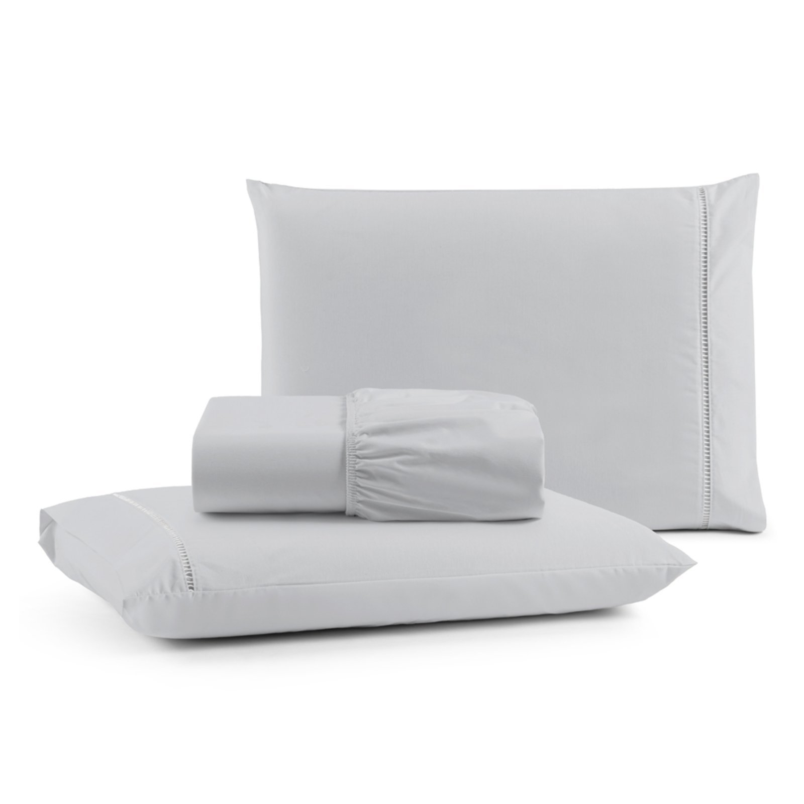 Jogo Cama Lençol Casa Scarpa Bali Casal Padrão Percal 180 Fios Algodão Ponto Palito 3 Peças - Cinza