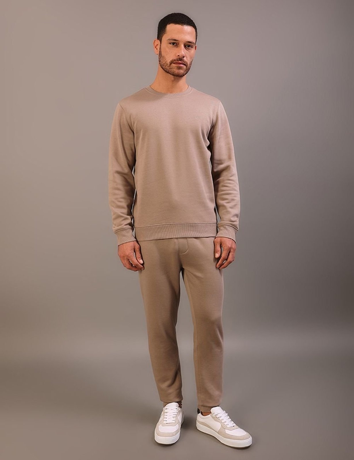 Casaco Moletom Calvin Klein Jeans Masculino Calvin Klein Bordado - Caqui Medio Calvin Klein Jeans