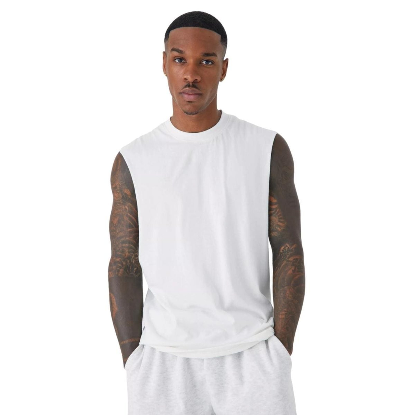 Camiseta Regata Machão em Algodão Branco Fio 30.1