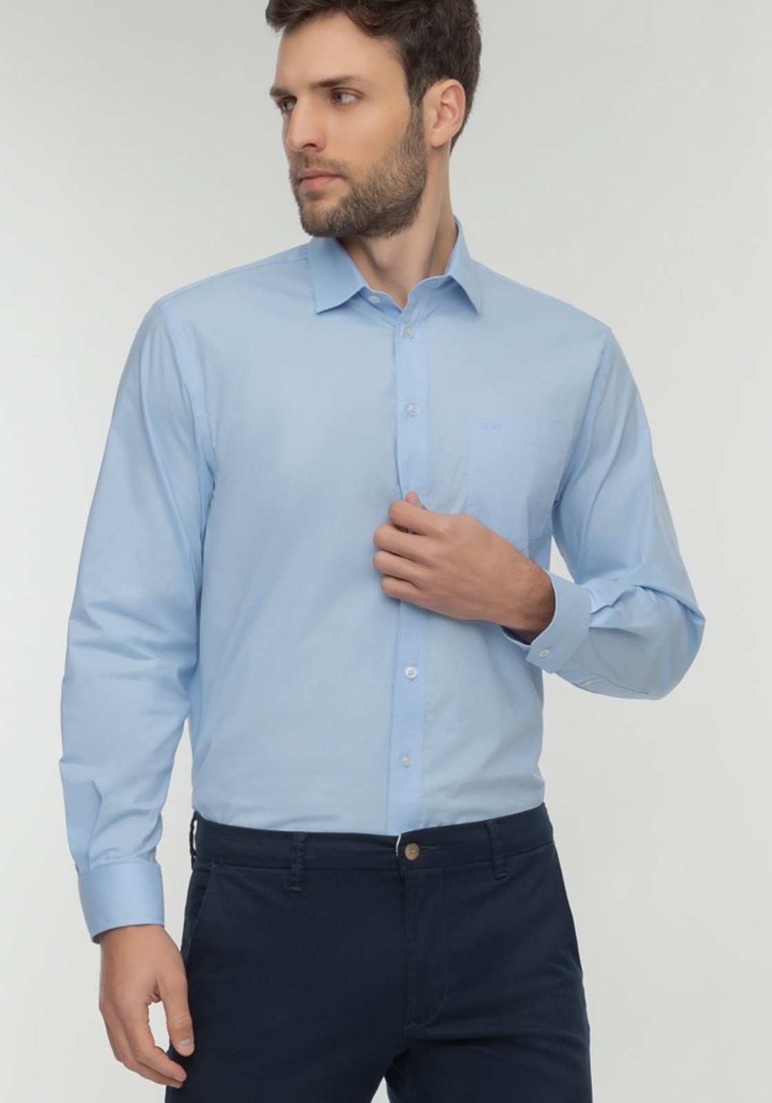 Camisa Comfort De Mangas Longas Masculina Com Elastano