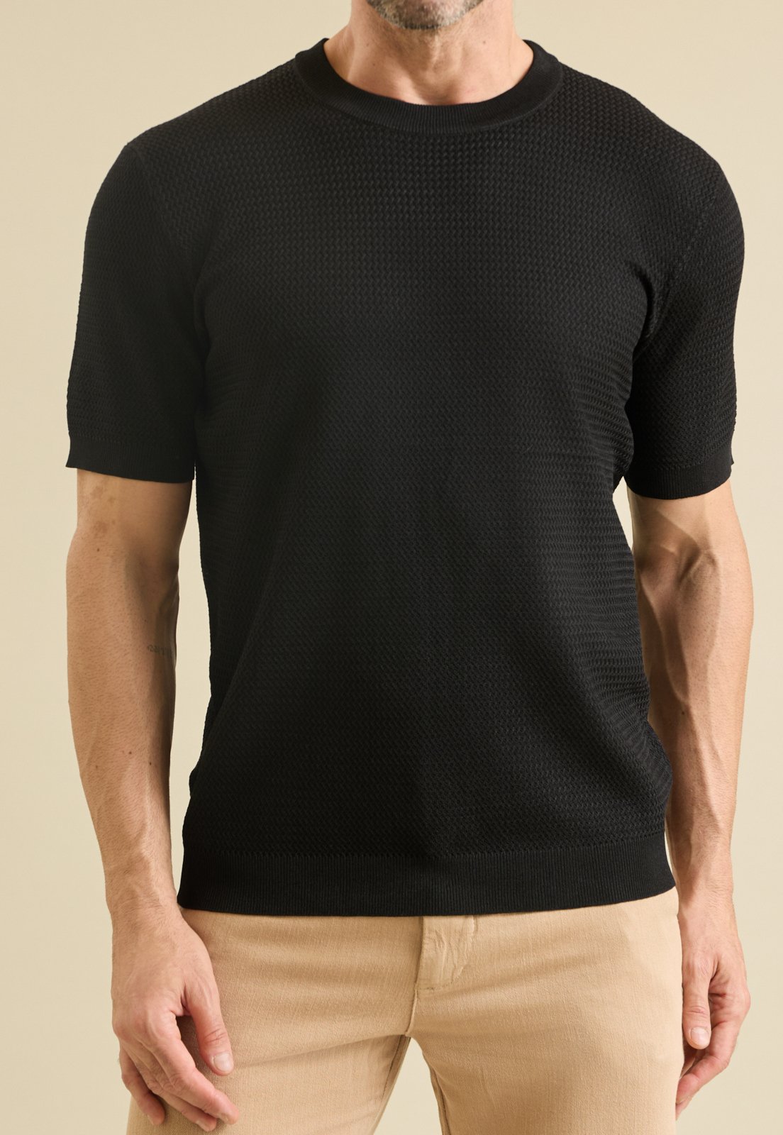 Camiseta Masculina Tricot Casual com Viscose Dialogo Preto
