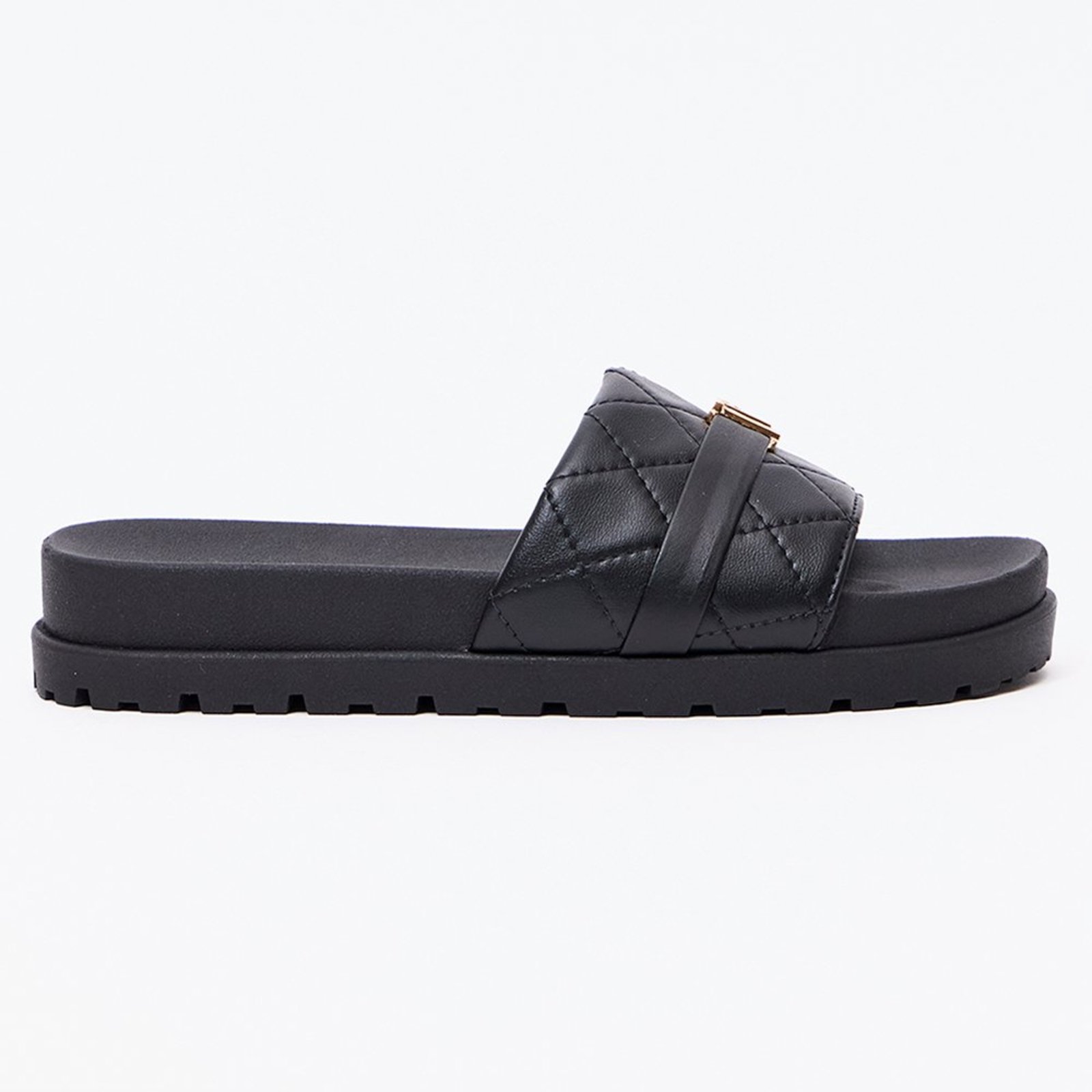 Chinelo Slide Easy Lança Perfume Metal Pr27 Preto Feminino